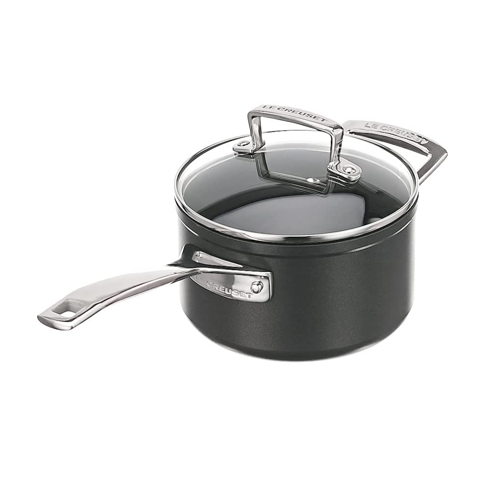 Le Creuset 3 qt. Toughened Nonstick PRO Saucepan with Glass Lid - Premium Cookware for Sauces, Stews & Pasta - Perfect for Home Chefs & Professional Kitchens
