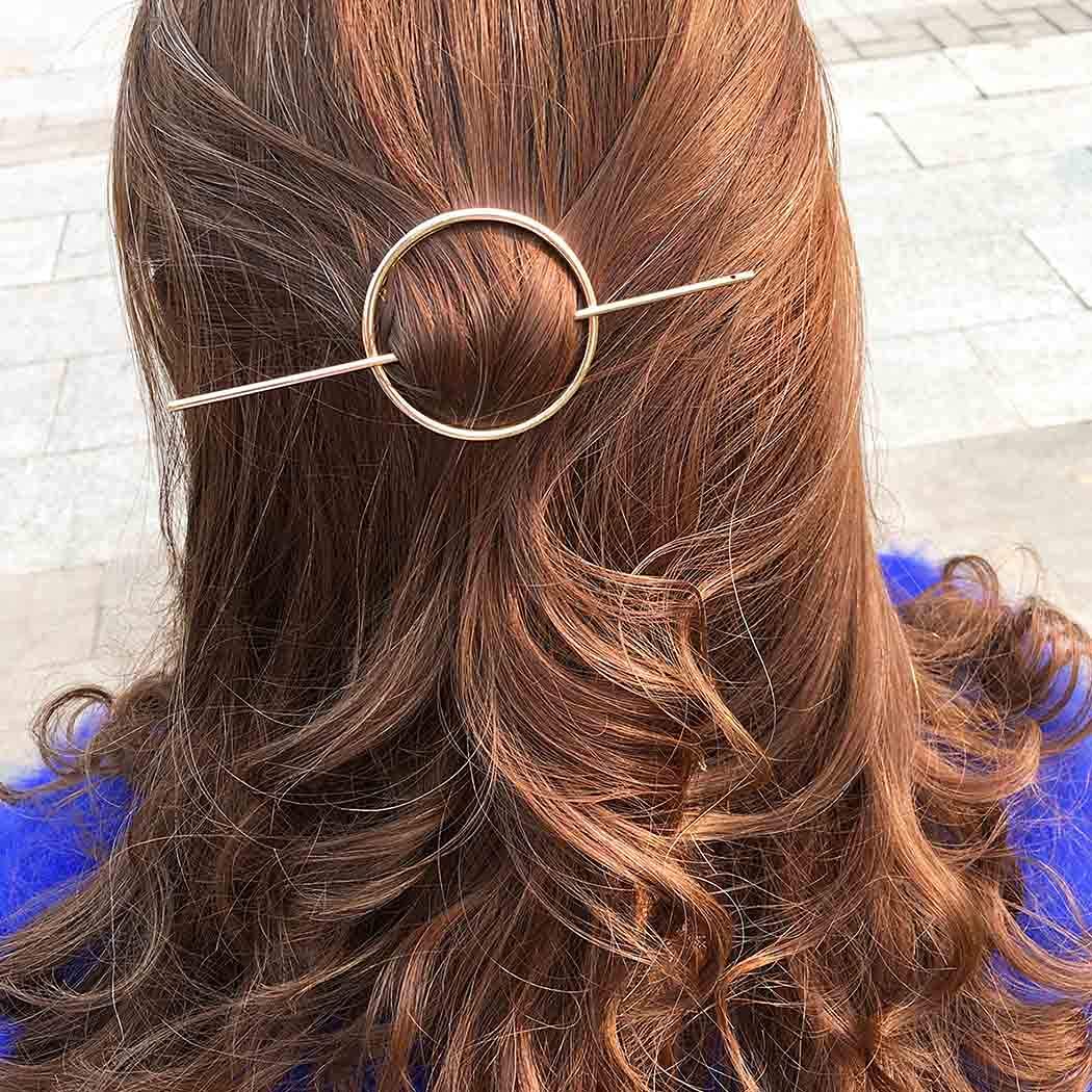 Dreamyn Round Hair Clips for Women - Hollow Circle Hair Barrettes, Geometric Hairpins, Minimalist Hair Accessories & Jewelry (Gold) | Perfect for Office, Wedding, Party & Everyday Use