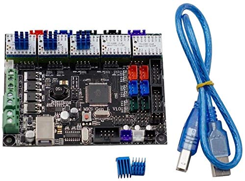 5pcs TMC2208 V1.0 Stepper Motor Driver + MKS-GEN L V1.0 Controller Board Kit - Compatible with Ramps1.4/Mega2560 R3 for 3D Printers, CNC Machines & DIY Electronics Projects - High Precision Industrial Circuit Board Modules