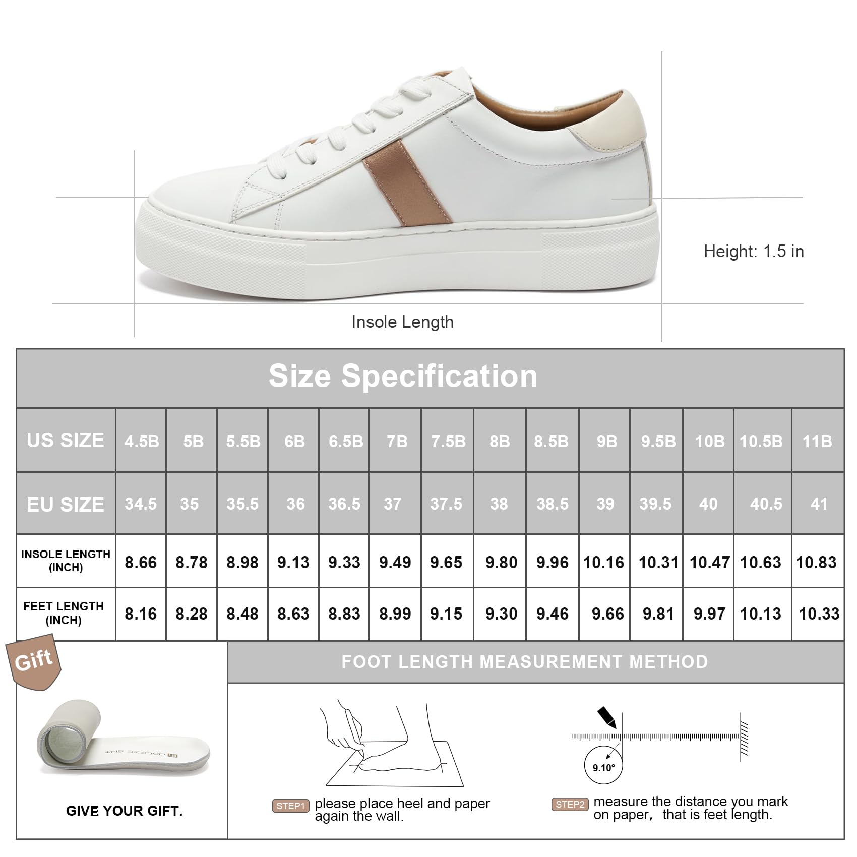 Women's Fashion Casual Leather Platform Sneakers - Comfortable Walking Shoes for Everyday Wear | Perfect for Work, Travel & Outfits