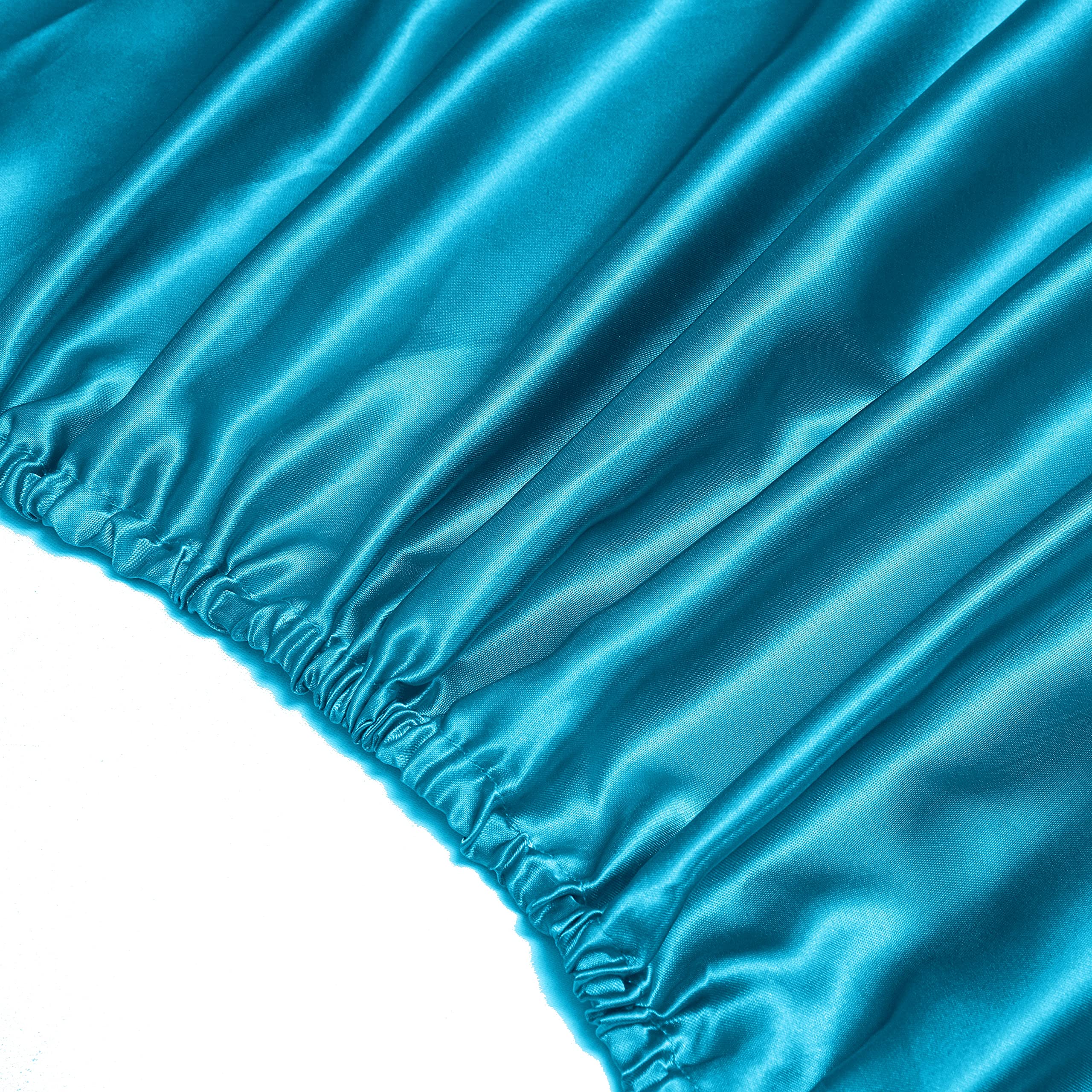 NA HommxJF Cooling Satin Sheets Set - Twin Size, 3-Piece Bedding with Flat Sheet, Deep Pocket Fitted Sheet & Pillowcase (Lake Blue) | Ultra-Soft & Breathable for Hot Sleepers | Perfect for Summer Nights, Guest Rooms & Luxury Bedrooms