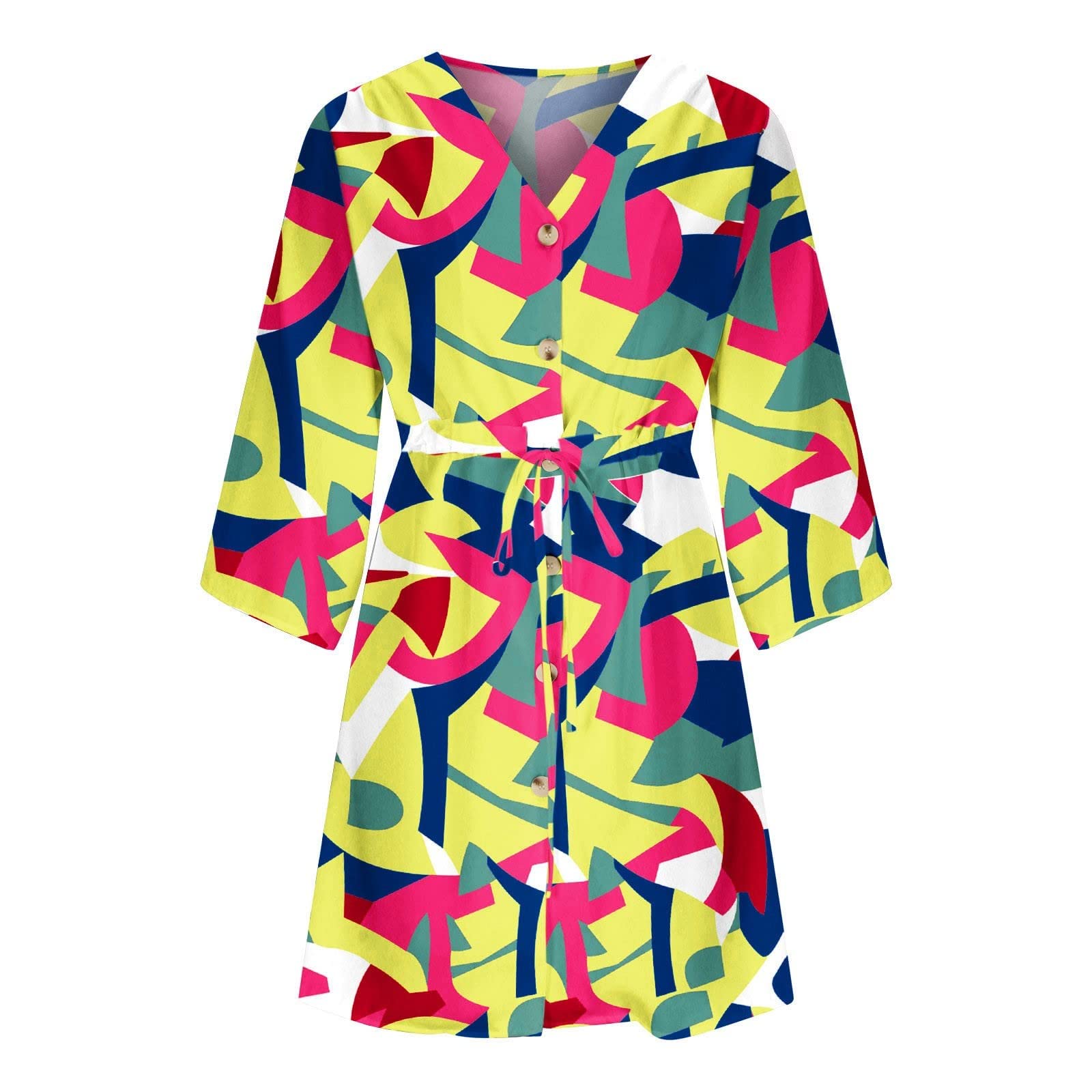 Women's Boho Print Spaghetti Strap Maxi Dress with Drawstring Waist - Flowy Beach Cover Up for Summer Vacations, Music Festivals & Tropical Getaways