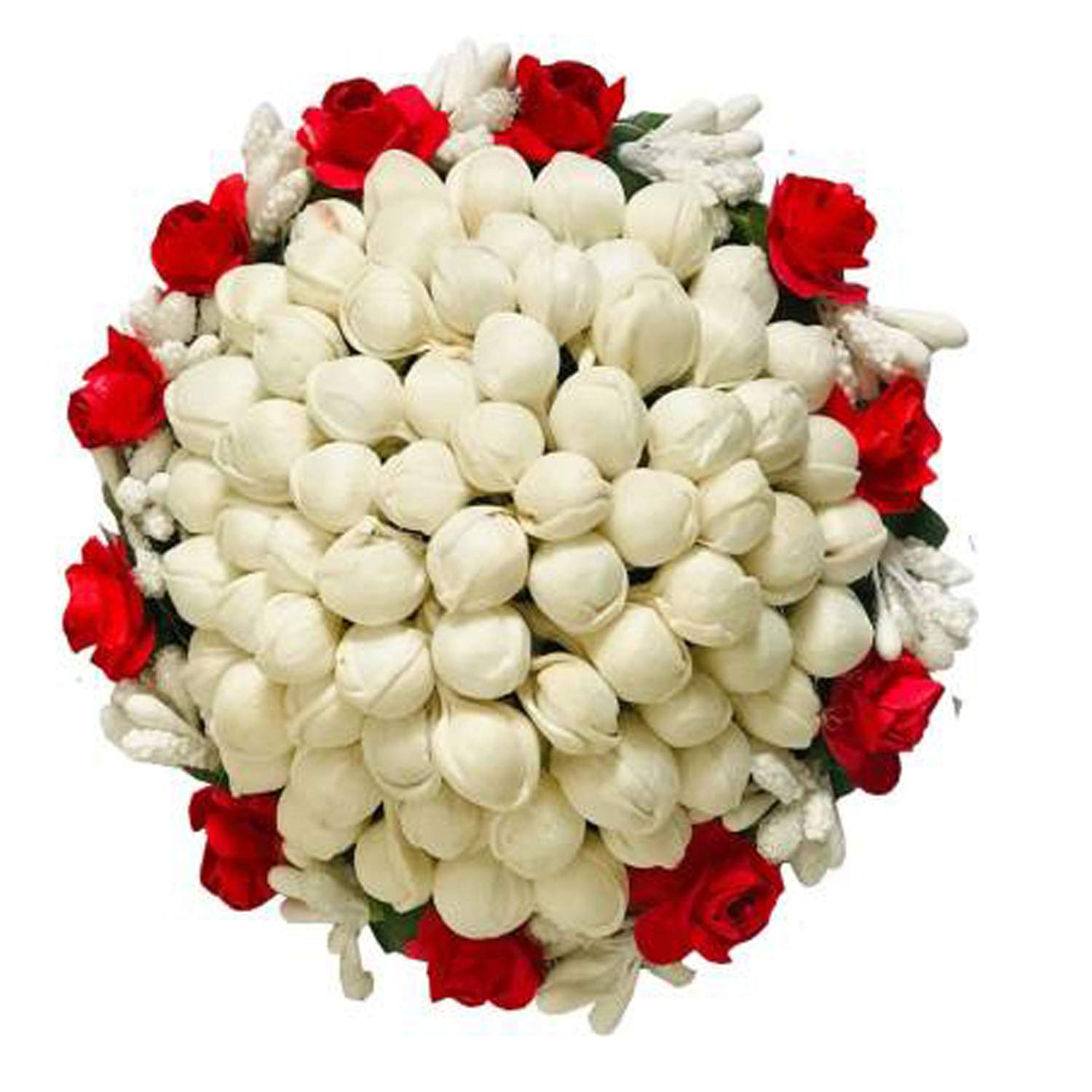 WUKAYA Floral Hair Bun Clip - Red & White Wedding Hair Accessories for Women | Elegant Bridal Hair Jewelry | Perfect for Weddings, Parties & Special Occasions (Pack of 1)