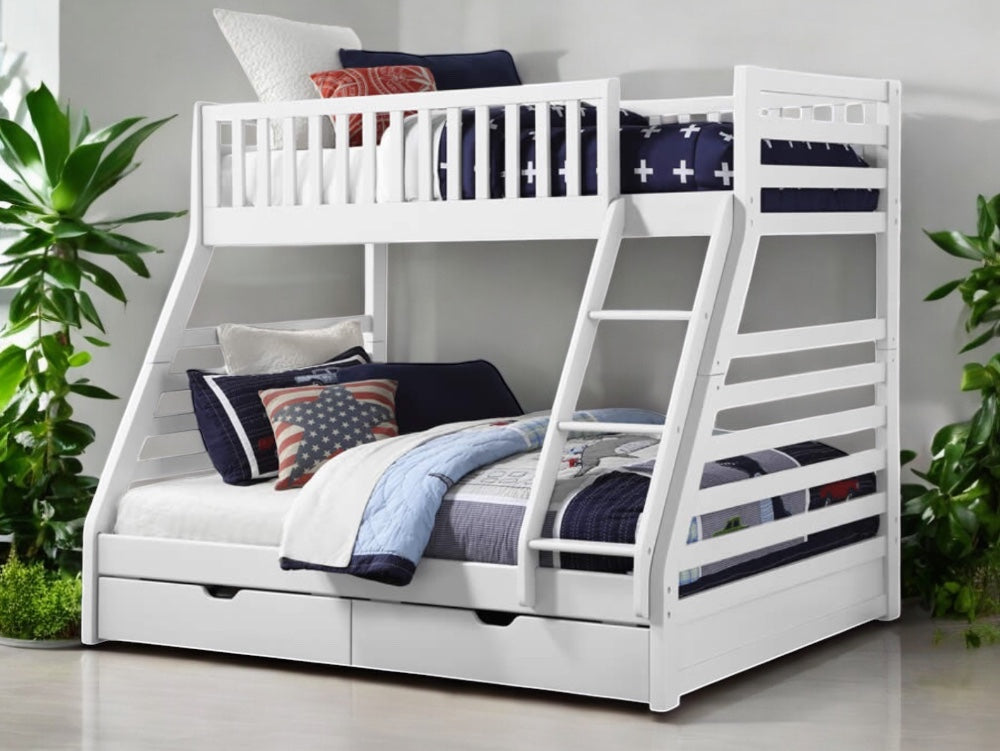 Starlink Wooden Bunk Bed with Storage Drawers - Twin Over Full Size Space-Saving Loft Bed for Kids, Teens & Guest Rooms