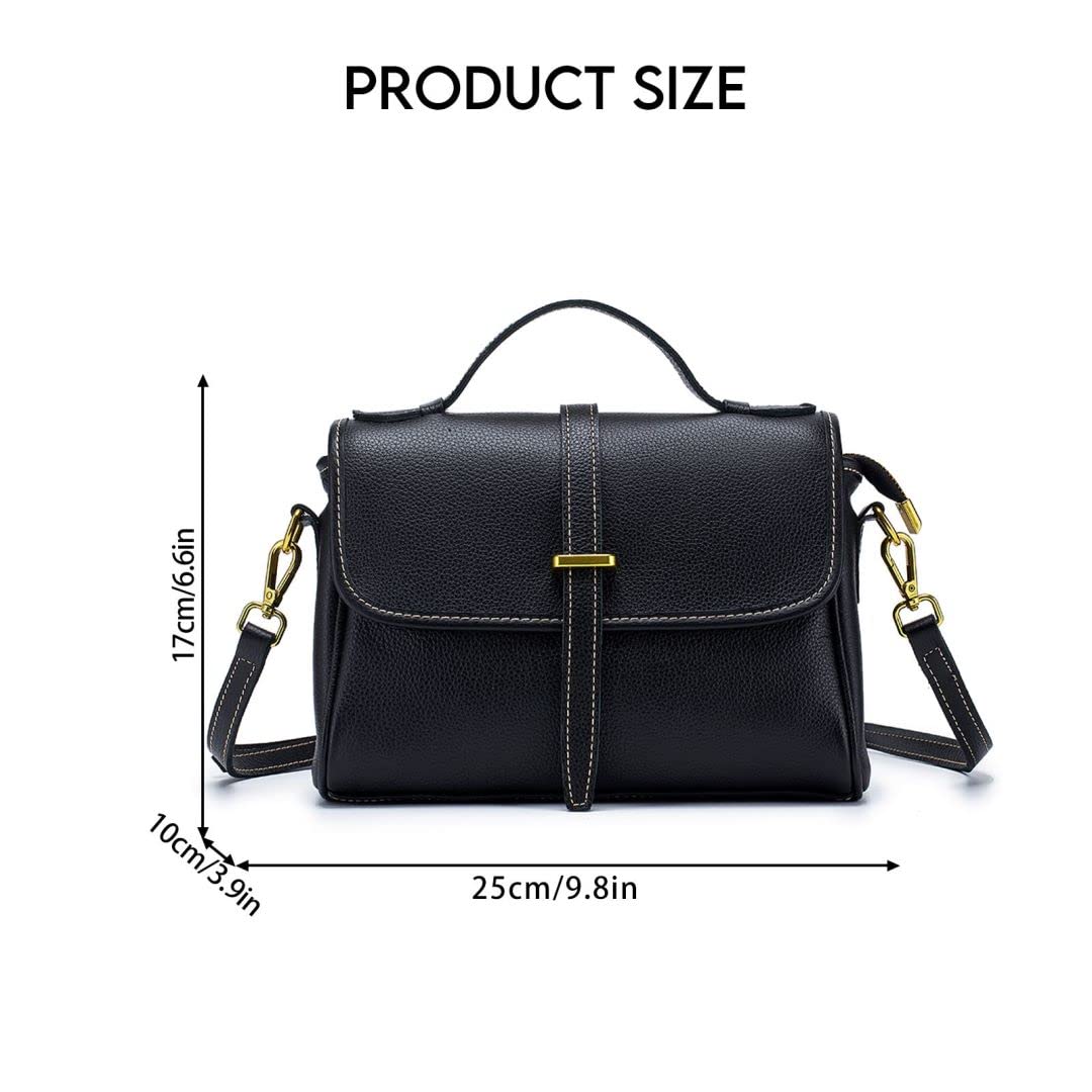 Stylish Medium Crossbody Bags for Women - Genuine Leather Shoulder Handbag - Casual Messenger Purse (Black) - Perfect for Work, Travel & Everyday Use