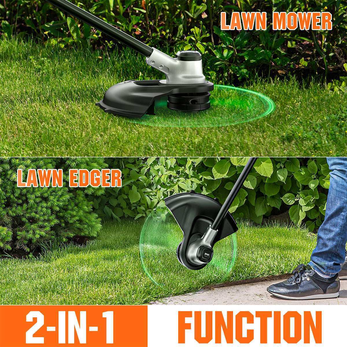 Litheli 40V (2x20V) 14-Inch Brushless Cordless String Trimmer - 2-in-1 Battery Powered Grass Trimmer & Weed Wacker with 2.5Ah Lithium-Ion Battery - Perfect for Lawn Care, Yard Maintenance & Landscaping