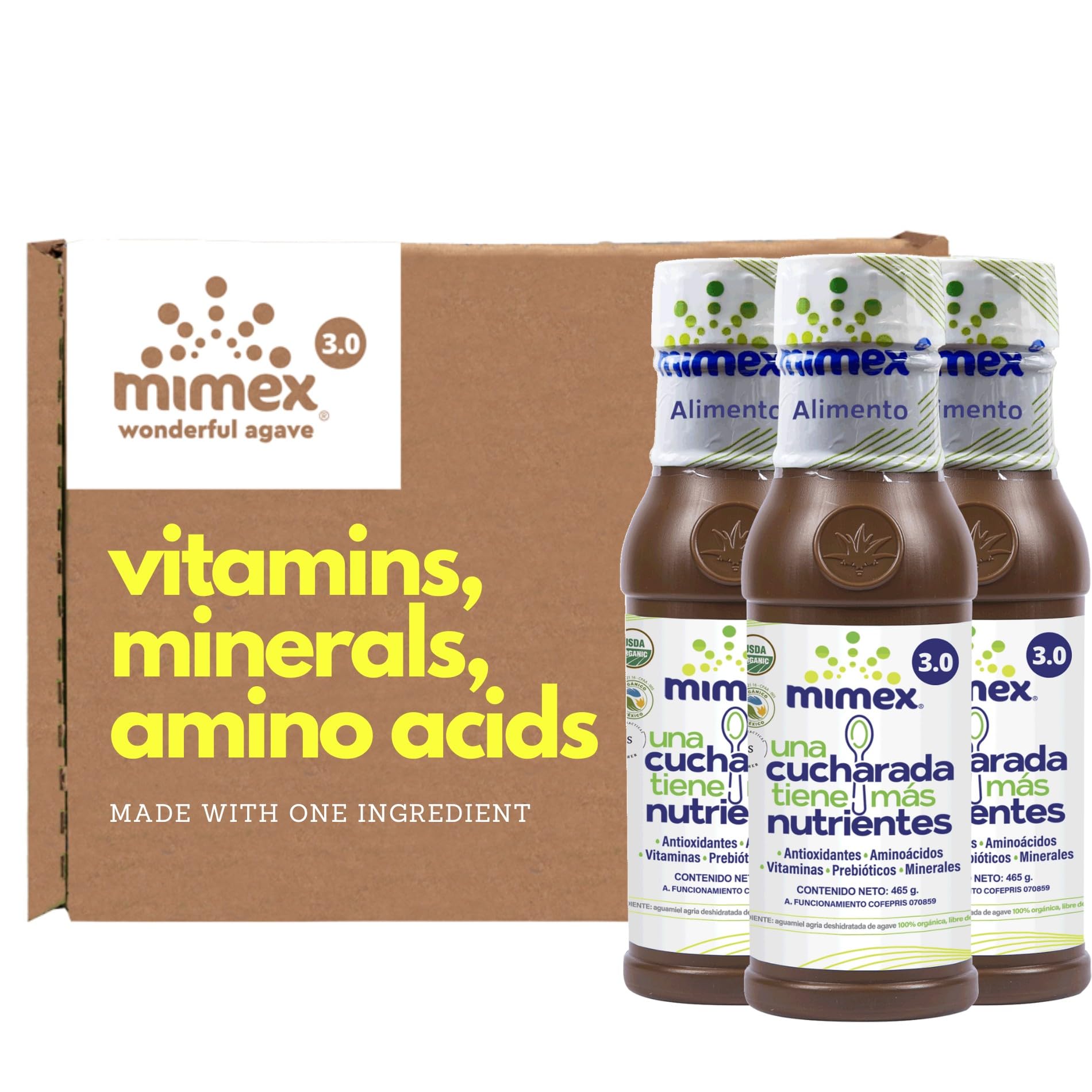 Organic Agave Sap Concentrate - Rich in Micronutrients | Mimex Premium Maguey Syrup (3 Bottles) - Perfect for Smoothies, Baking & Natural Sweetener