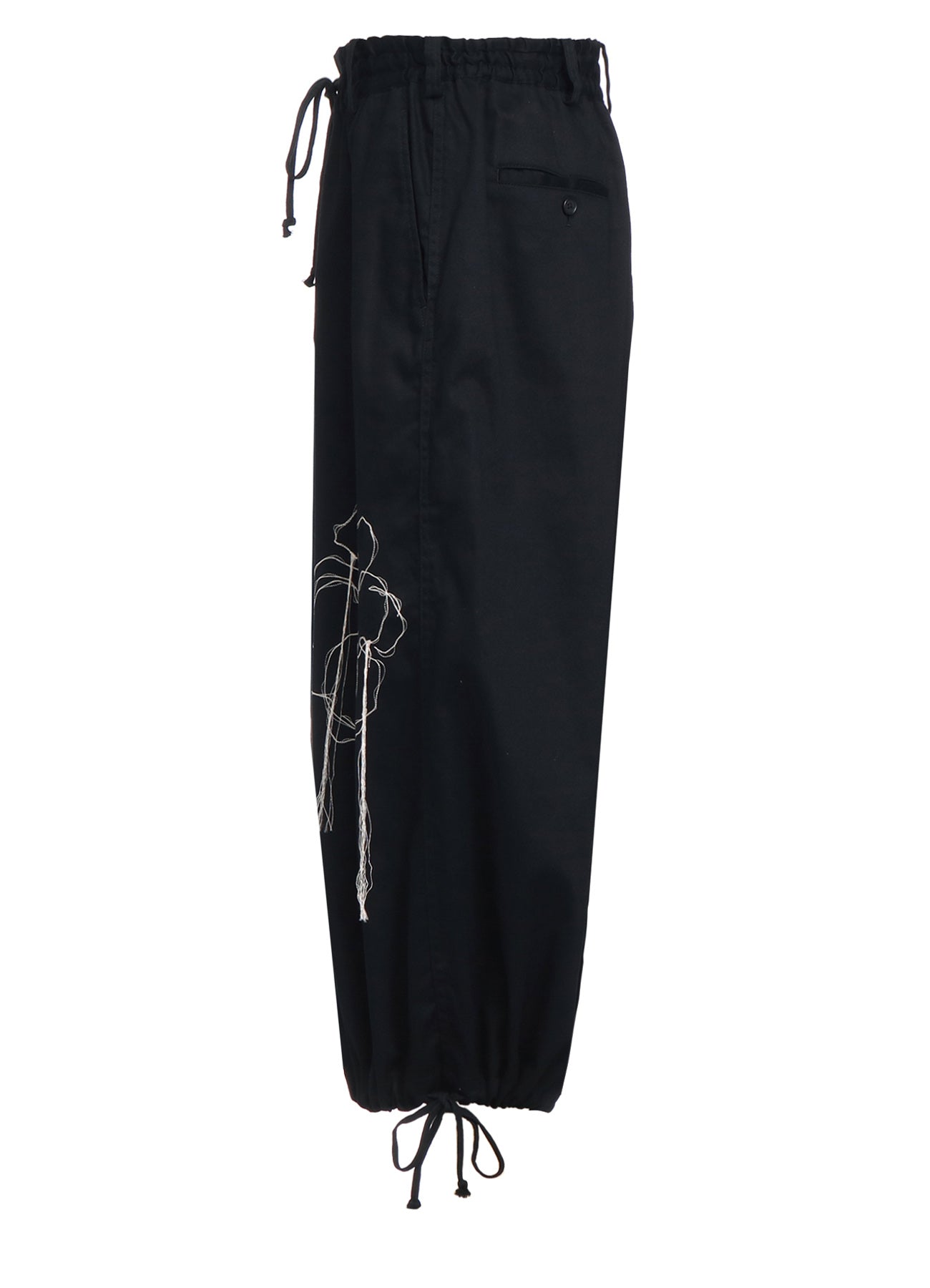 Women's Cotton Twill Peony Embroidered Hakama Balloon Pants - Loose Fit Comfortable Japanese Style Trousers for Yoga, Lounge Wear & Casual Outfits
