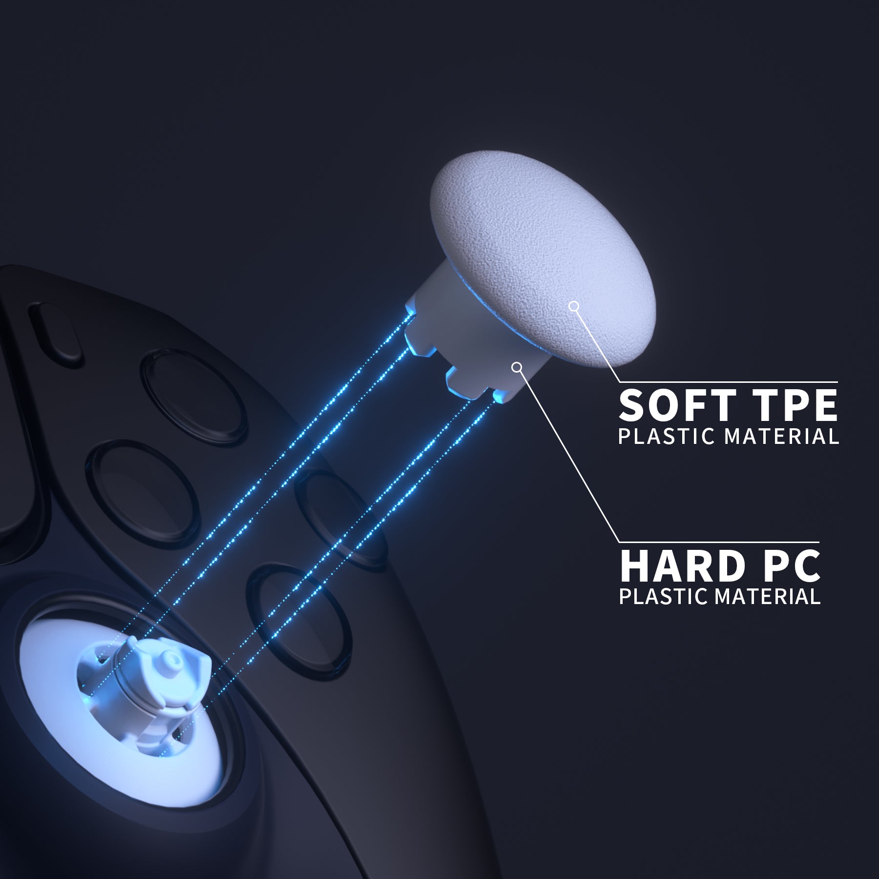 eXtremeRate EDGE Swappable Thumbsticks for PS5 Controller - Custom Robot White Replacement Analog Joysticks | Compatible with PS5 & PS4 All Model Controllers | Universal Fit | Perfect for Gaming, FPS & Competitive Play (P5J203)