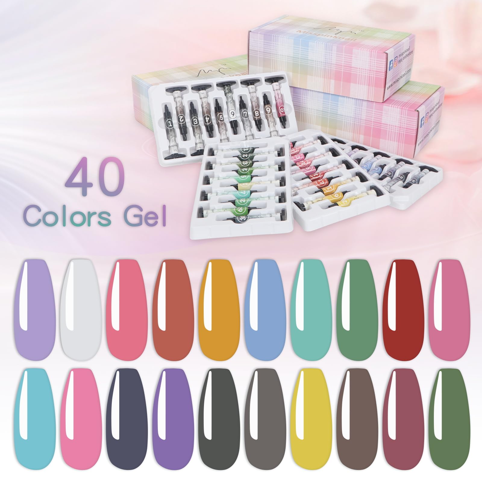 40 Colors UV LED Gel Palette for Nail Art - DIY Painting Gel with Individual Squares | Perfect for Salon, Home Manicure & Nail Design Practice