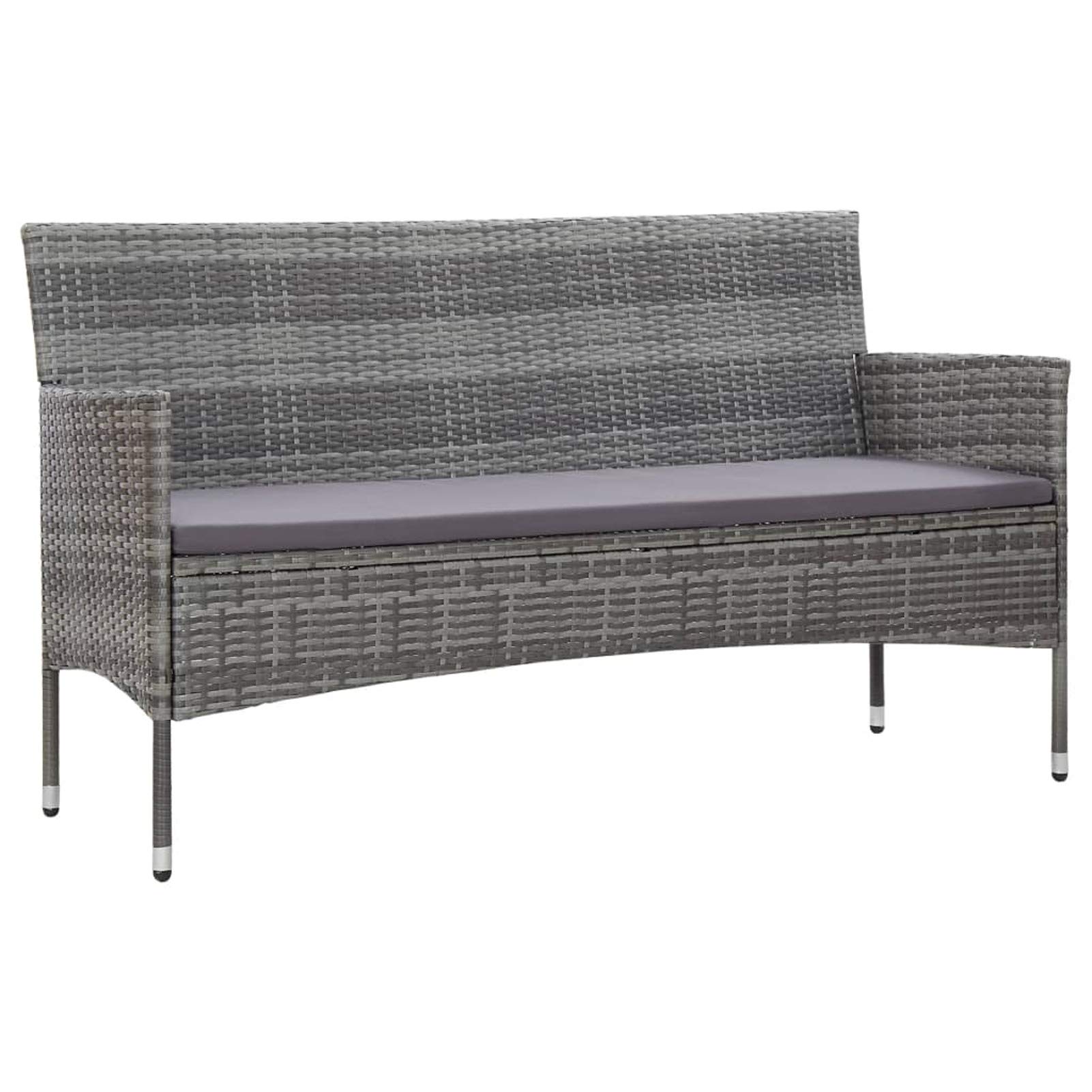 3-Seater Garden Sofa Set with Cushions - Grey Poly Rattan Outdoor Patio Furniture for Backyard, Poolside & Balcony - Weather-Resistant Lounge Seating for Relaxation & Entertainment