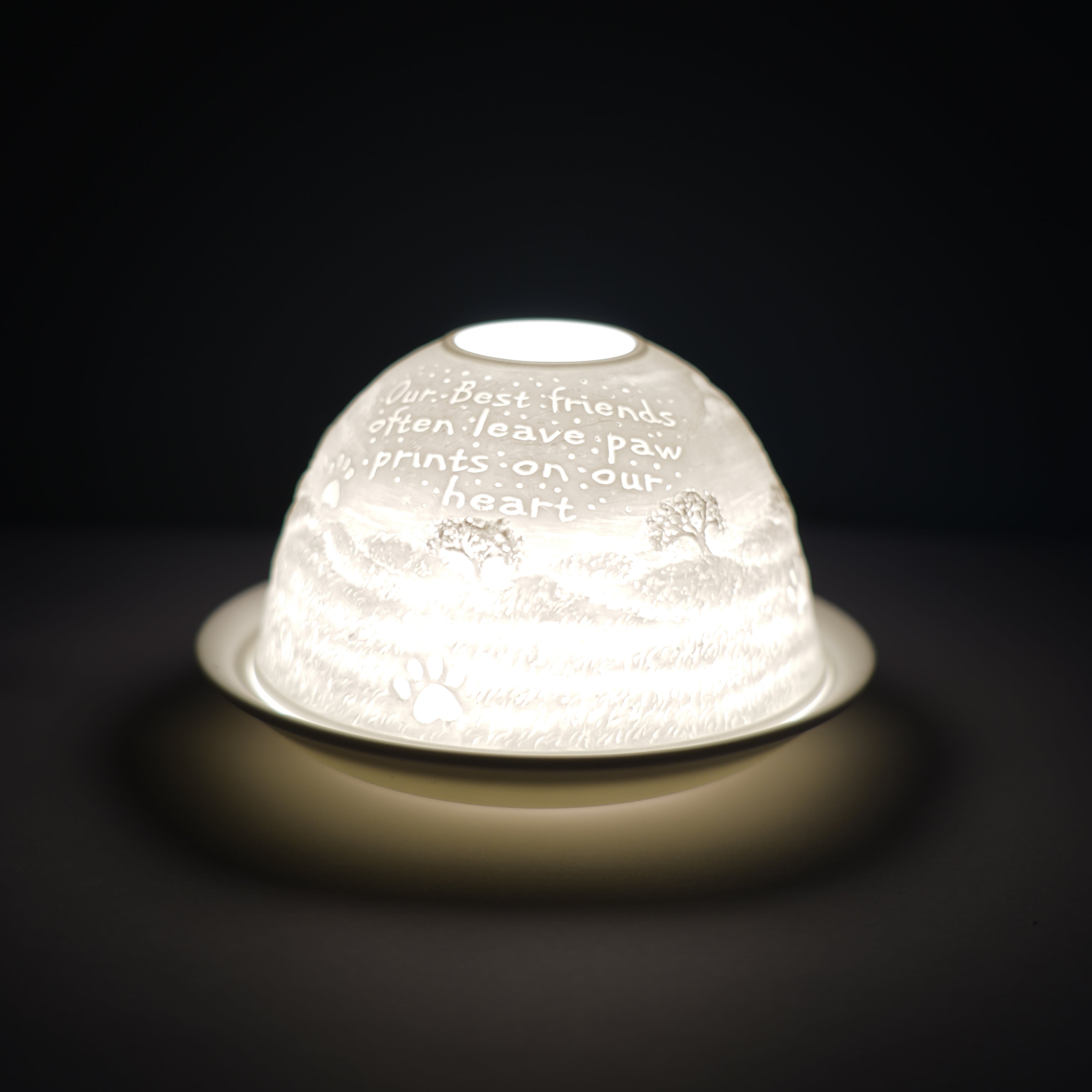 Elegant Candle Holder with Paw Prints - Perfect for Romantic Dinners, Home Decor & Pet Lover Gifts - Glass Tealight Dome for Weddings & Cozy Nights