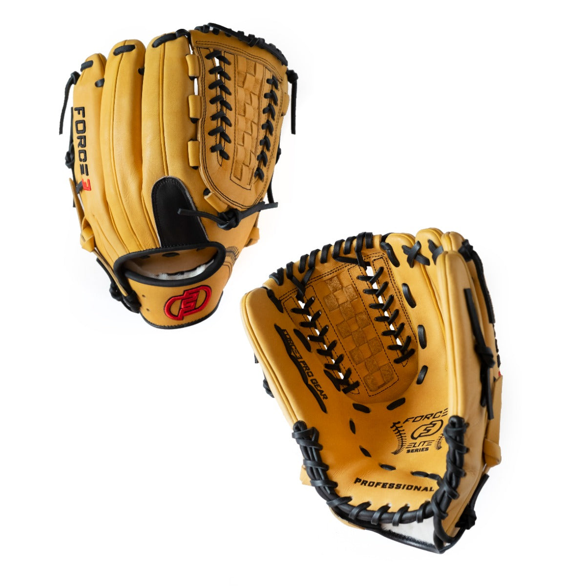 FORCE3 ELITE Series Baseball Pitcher's Glove - Premium Tan Leather for Professional & Amateur Players - Perfect for Training, Games & Practice Sessions