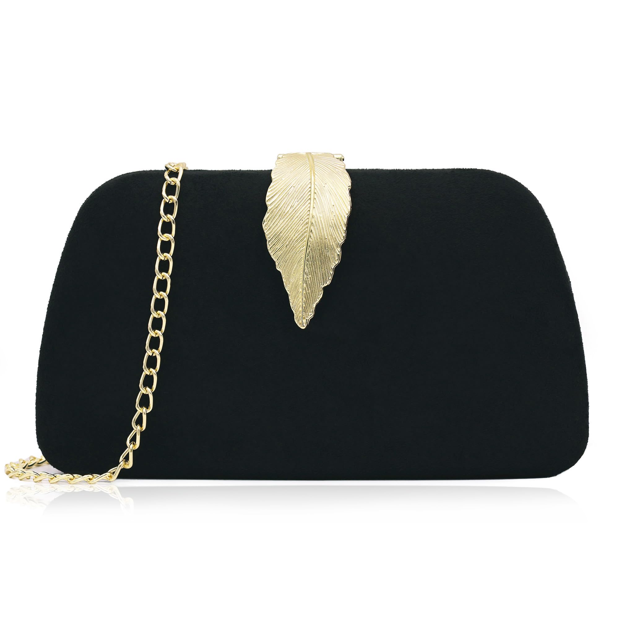 Milisente Women's Suede Clutch Bag with Metallic Closure - Elegant Evening Party Purse for Weddings, Prom, Cocktail Events & Special Occasions