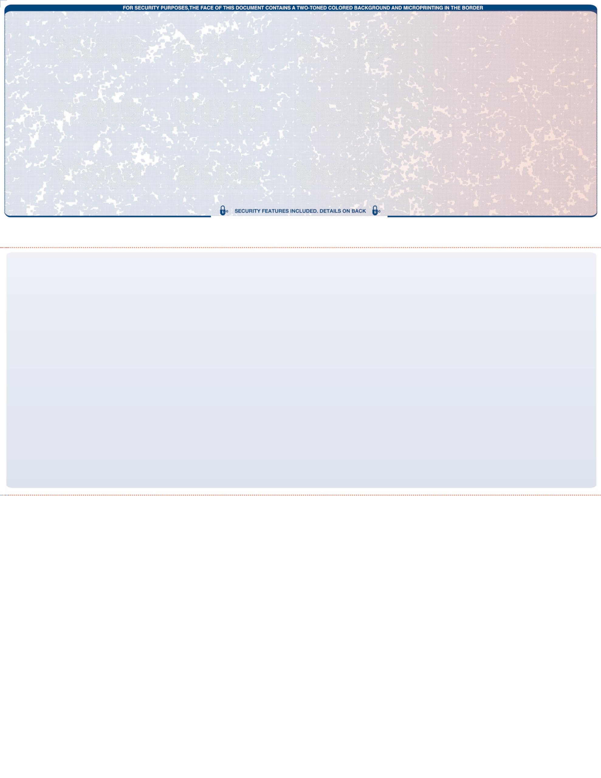 Endoc Computer Check Paper - 50 Pack Blank Check Stock with Top Blank & Bottom Stub - Secure Laser Printer Checks for Business & Personal Use - Blue/Red Prismatic Design - Perfect for Payroll, Bills & Accounting
