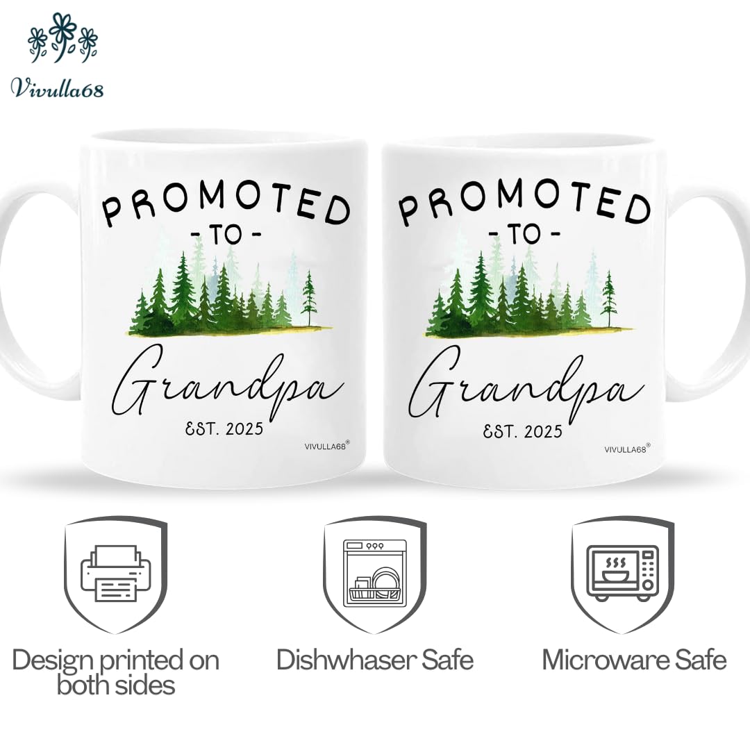 Vivulla68 Grandparents Mug Set 2025 - Pregnancy Announcement Gifts for Grandma & Grandpa, Christmas Baby Reveal Present - Perfect for Holiday Gifting & Special Family Moments