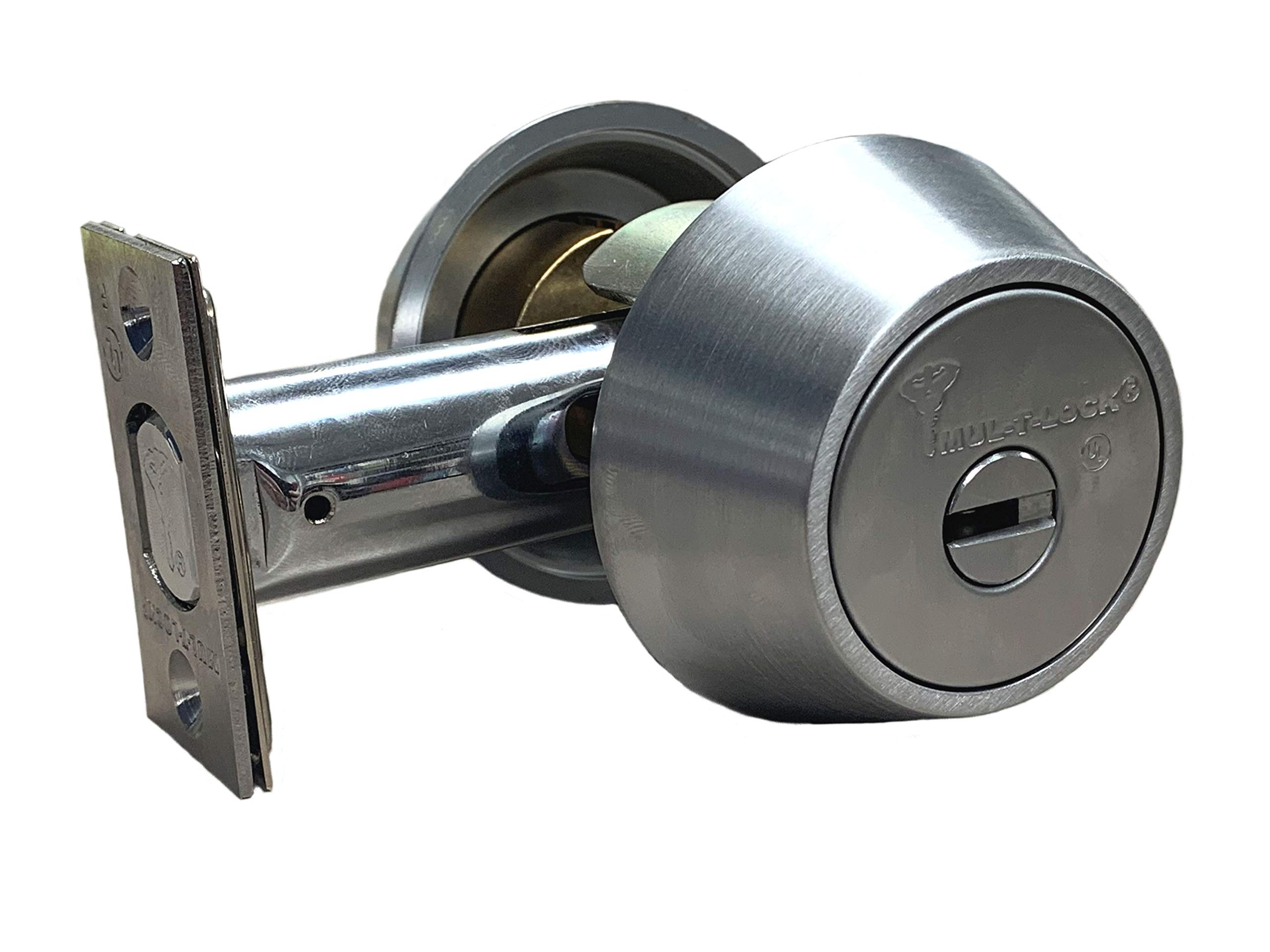 Mul-t-lock Hercular High Security Double Cylinder Deadbolt - Satin Chrome Finish for Home & Business Security