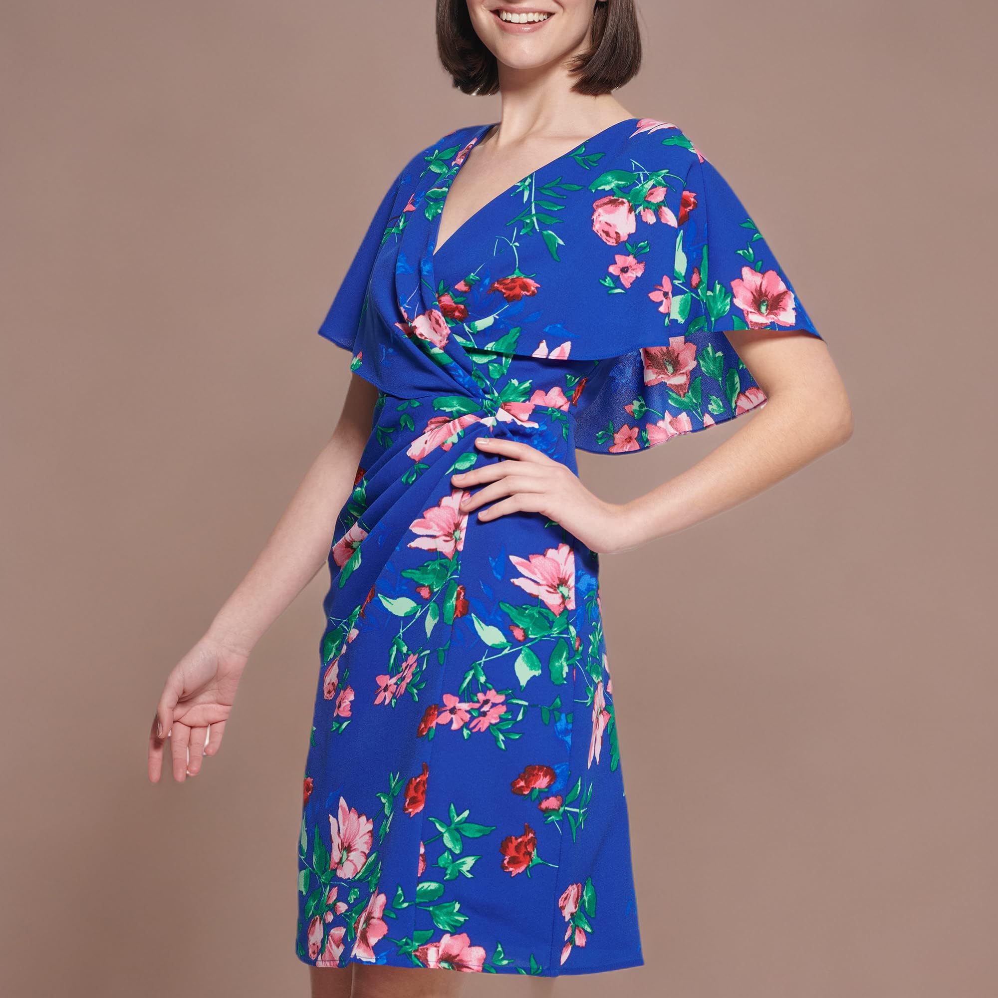 Kensie Women's Flutter Sleeve Faux Wrap Mini Dress - Elegant Summer Cocktail Party Dress for Date Night & Special Occasions