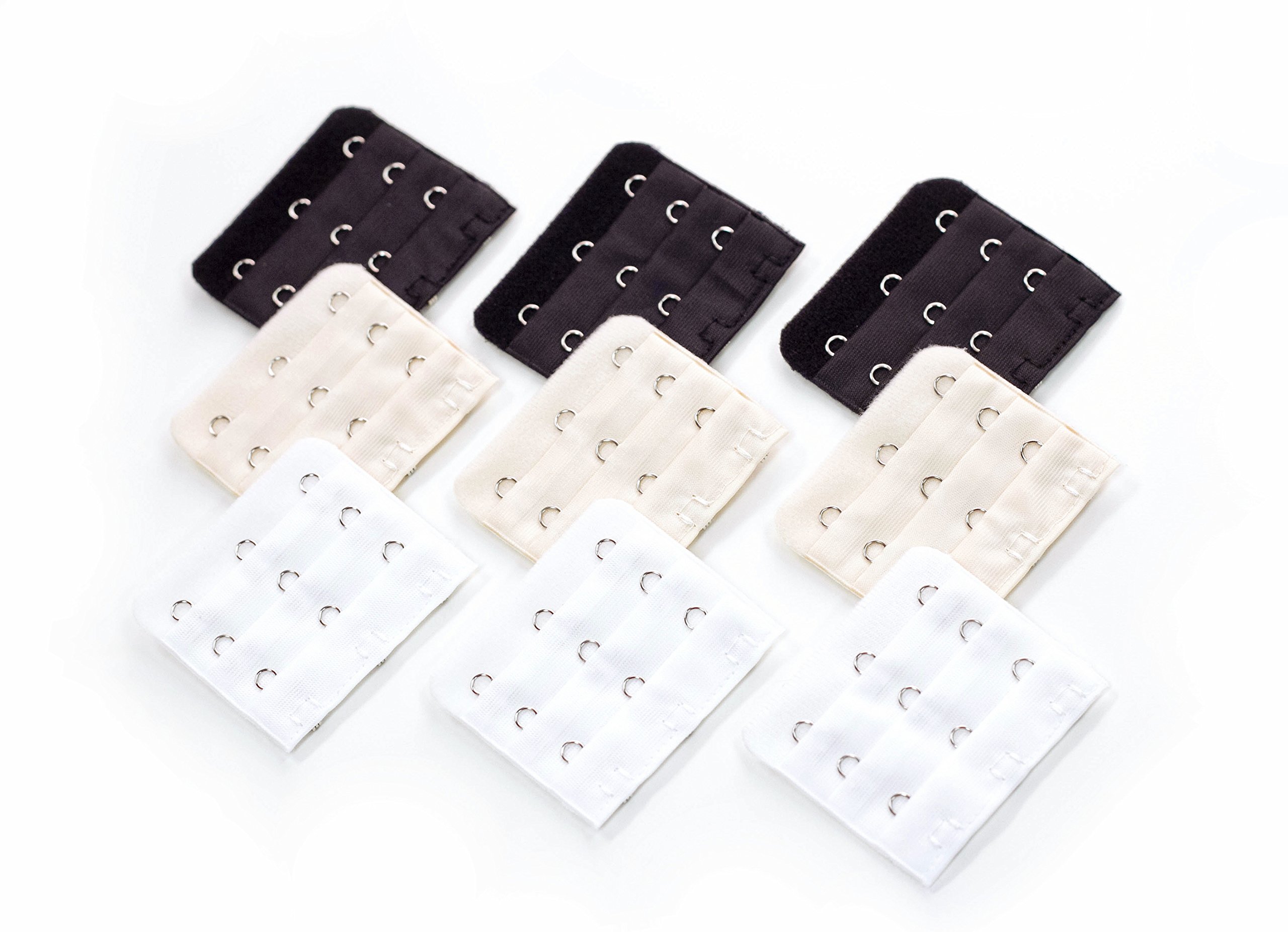Pregnancy Bra Extender with 3 Hooks - 9 Pack (Black, White, Beige) - Comfortable Maternity Bra Extension for Nursing & Pregnancy - Perfect for Growing Bump & Postpartum Recovery