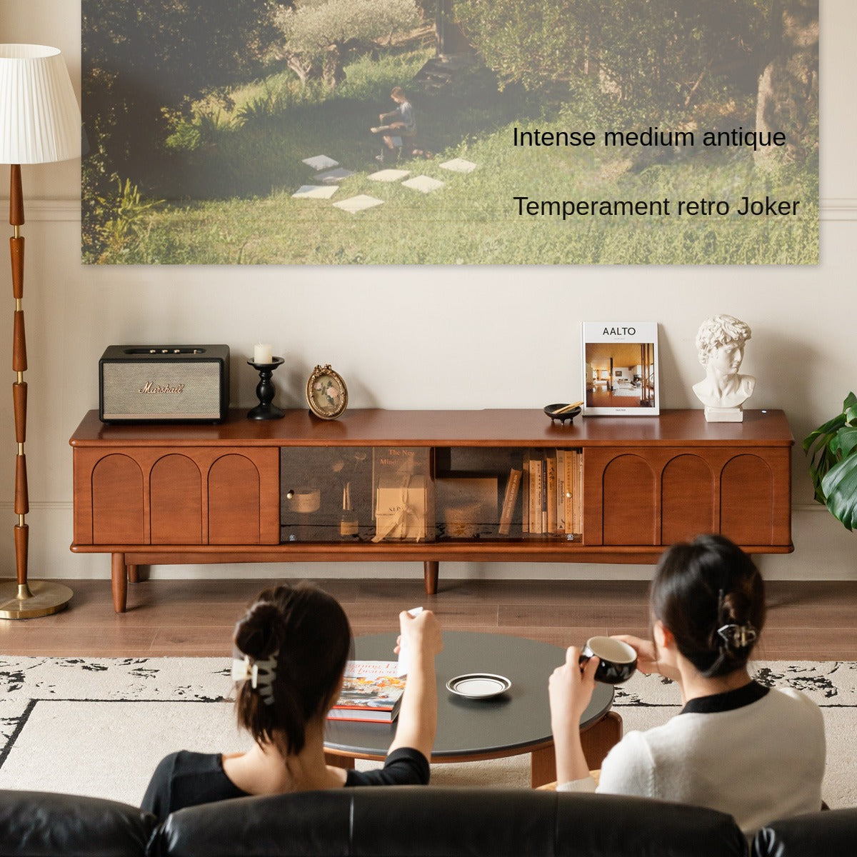 Antique Style Poplar Solid Wood TV Stand - Rustic Entertainment Center for Living Room, Bedroom & Home Theater