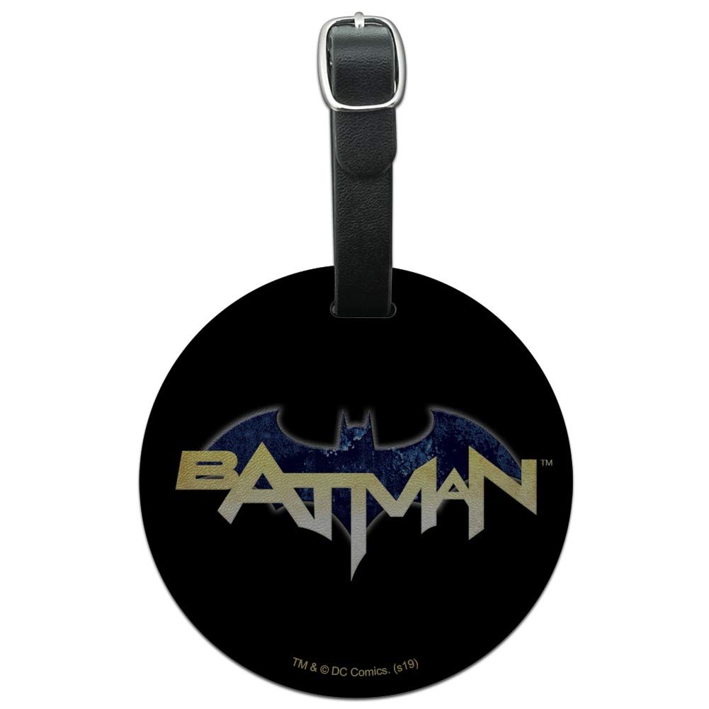 Batman Logo Round Leather Luggage Tag - Durable Suitcase ID Tag for Travel Bags & Carry-Ons - Perfect for Airports, Business Trips & Vacation Identification