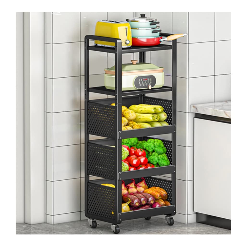 **CENAOIE 4-6 Tier Stackable Metal Wire Fruit & Vegetable Basket Organizer with Rolling Wheels - Perfect for Kitchen, Pantry, or Garage Storage (Onions, Potatoes, Fruits, Veggies)**    *(Ideal for organizing produce, saving counter space, and keeping your kitchen tidy!)*