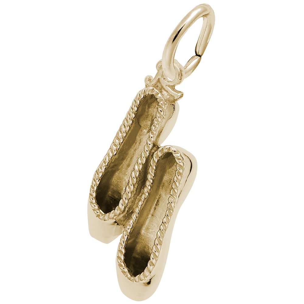 Rembrandt Ballet Slippers Charm Pendant - 14K Gold or 925 Sterling Silver Jewelry for Dance Lovers - Perfect for Necklaces, Bracelets & Gift Giving