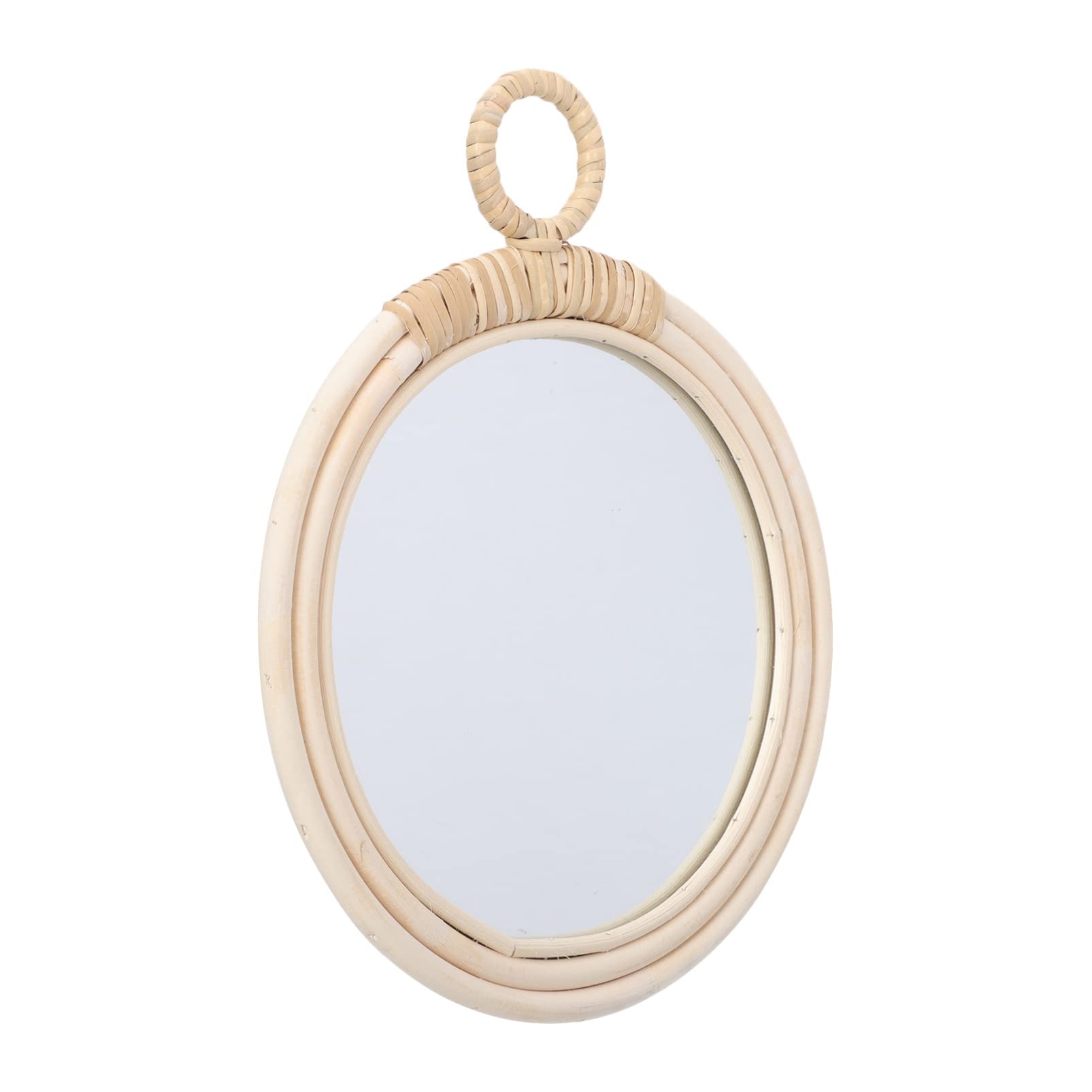 Vintage Oval Rattan Wall Mirror - Nordic Farmhouse Decor, Round Vanity Mirror for Bedroom, Living Room, Entryway | Perfect for Boho Home Decor, Bathroom Vanity & Cozy Living Spaces