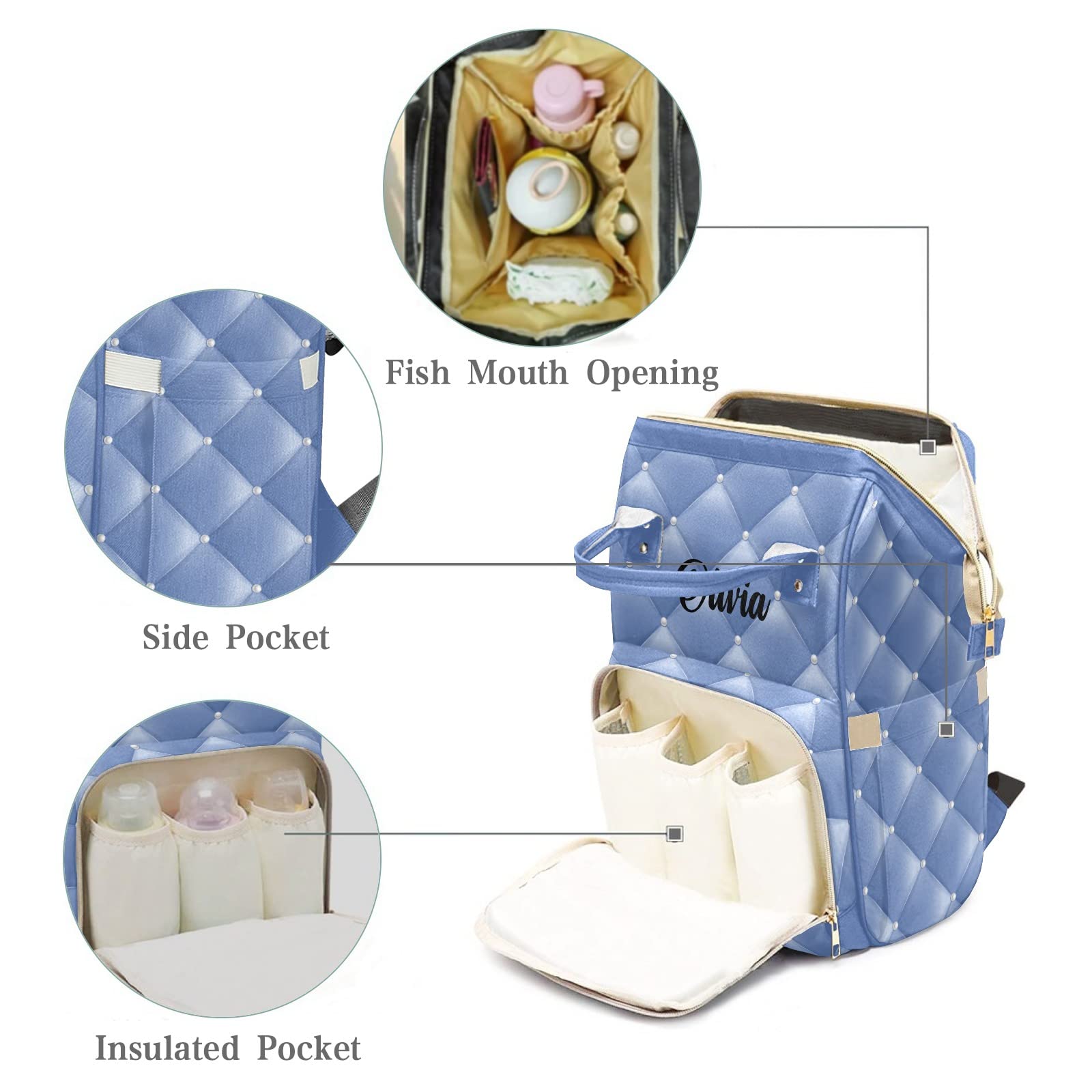 Personalized Diaper Bag Backpack Tote - Afro Girl Blue Custom Baby Shower Gift, Stylish & Functional Diaper Bag for Moms, Perfect for Travel, Shopping & Everyday Use