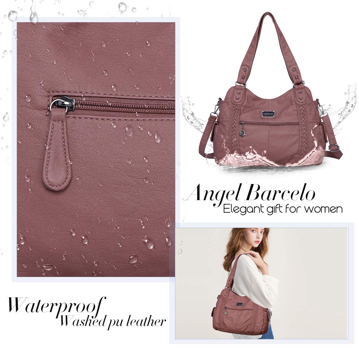 Angel Barcelo Women's Hobo Handbag - Roomy Leather Shoulder Bag & Tote Purse for Ladies, Stylish Satchel for Work, Travel & Everyday Use