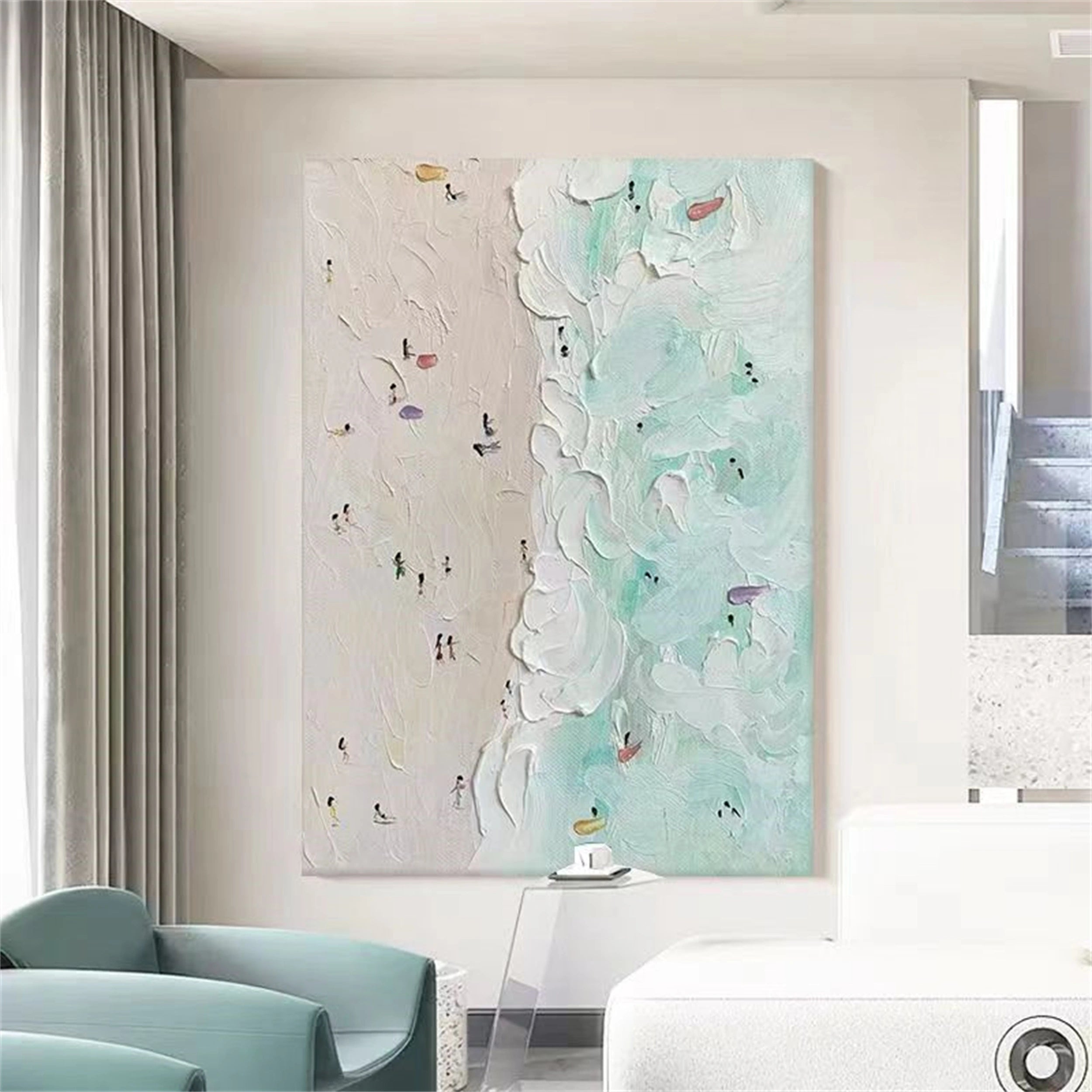 Ocean and Sky Painting #OS 050 - Handmade Canvas Wall Art for Home & Office Decor - Perfect for Living Room, Bedroom, or Office Wall Decoration
