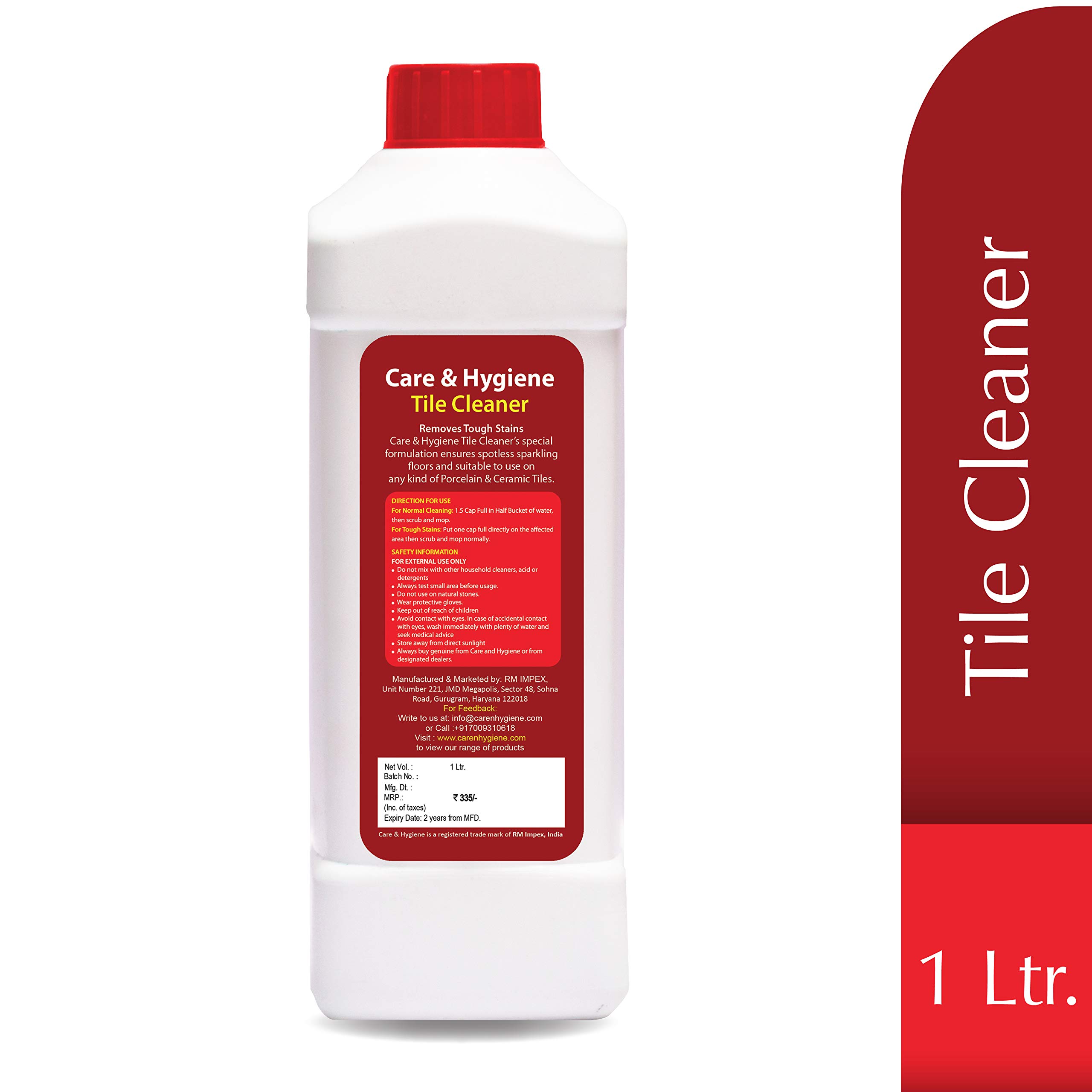 Premium Red Tile Cleaner & Descaler - Powerful Stain Remover for Ceramic Tiles, Bathroom Floors & Showers | Kills 99.9% Germs | Deep Cleans & Restores Shine (1L Bottle) - Ideal for Home, Hotel & Commercial Use