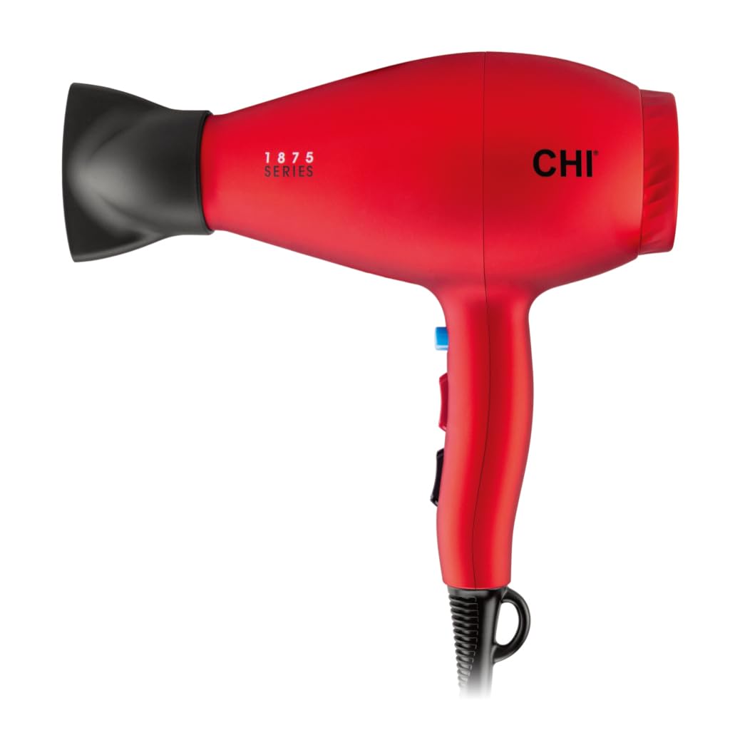 CHI 1875 Series Professional Hair Dryer - Ultra Fast Blow Dryer for Salon Quality Results, Reduces Frizz & Boosts Shine with Concentrator Nozzle & Diffuser Attachments - Perfect for Home Use, Travel & Styling