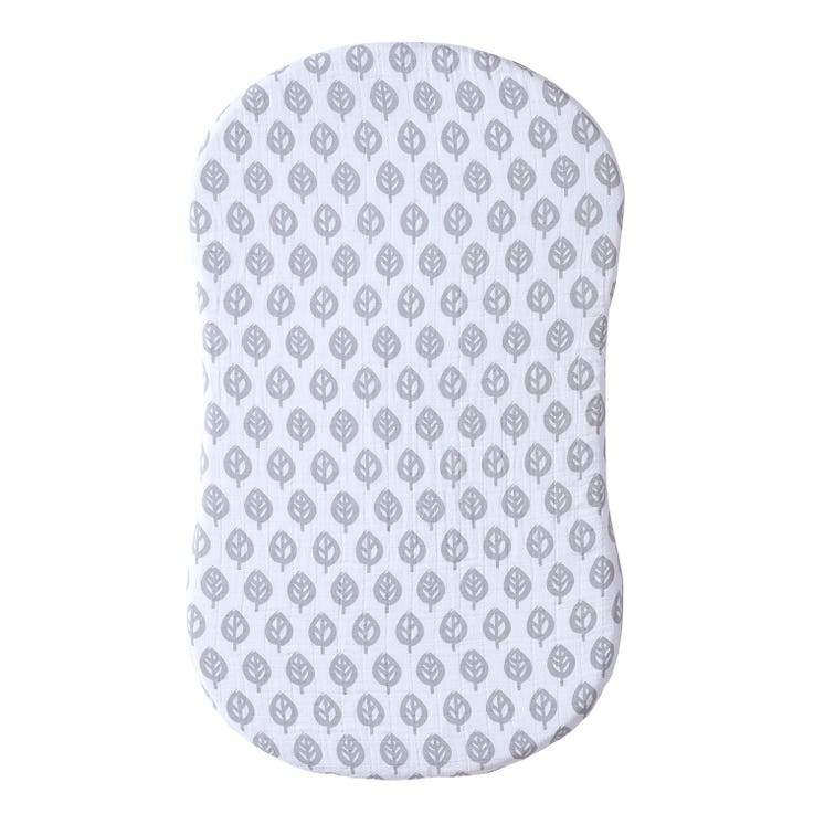 HALO Bassinest Muslin Crib Sheet with Leaf Print - Soft, Breathable & Safe for Baby Nursery, Bedtime & Travel