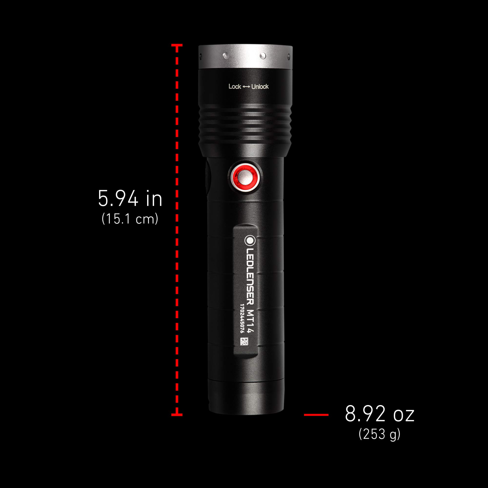 Ledlenser MT14 Rechargeable Flashlight - 1000 Lumens High Power LED, Adjustable Focus System, Waterproof for Camping, Hiking & Emergency Use
