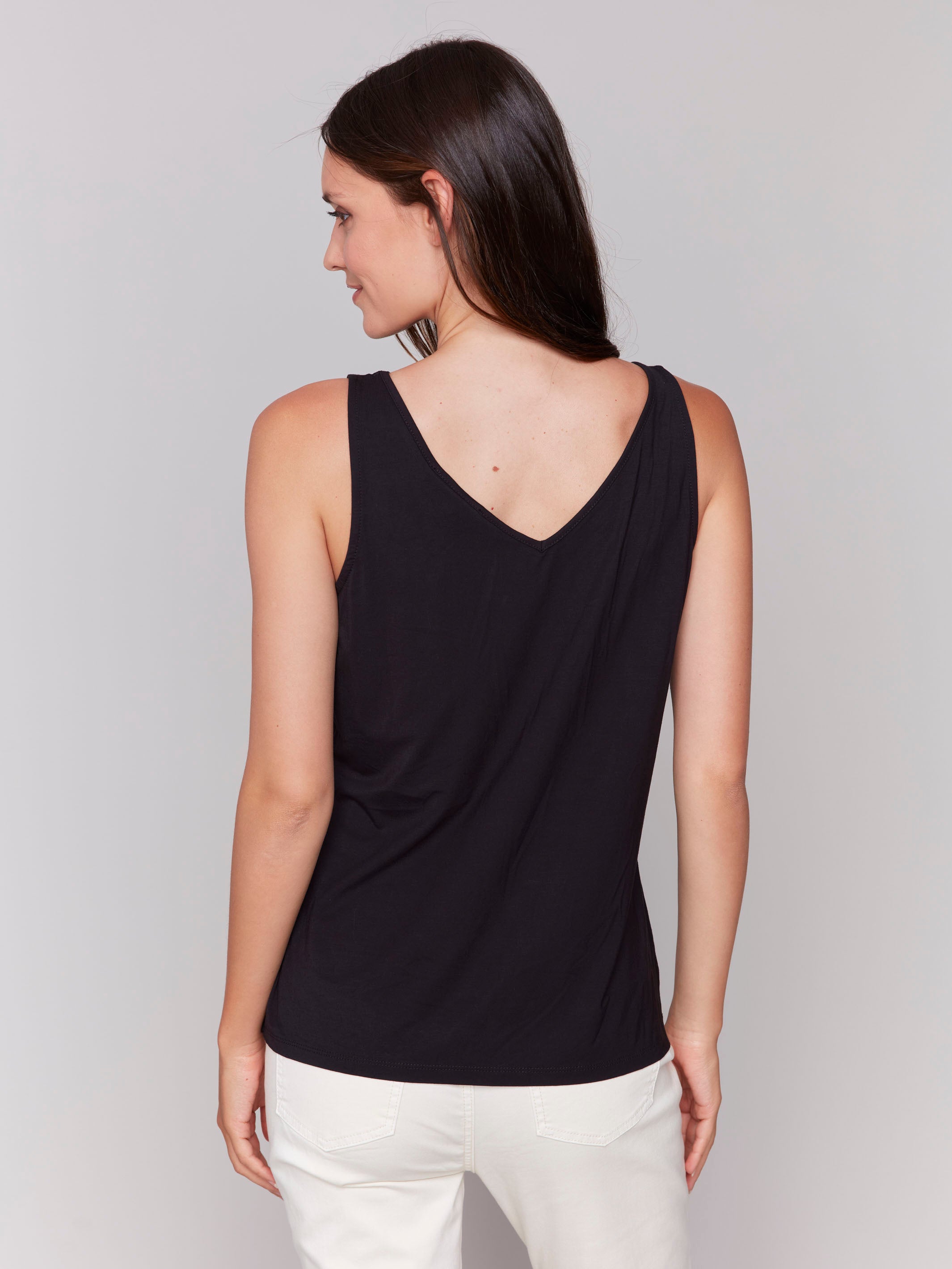 Reversible Bamboo Cami Top for Women - Soft & Comfortable Black Stretchy Tank Top - Perfect for Layering, Yoga, and Casual Wear