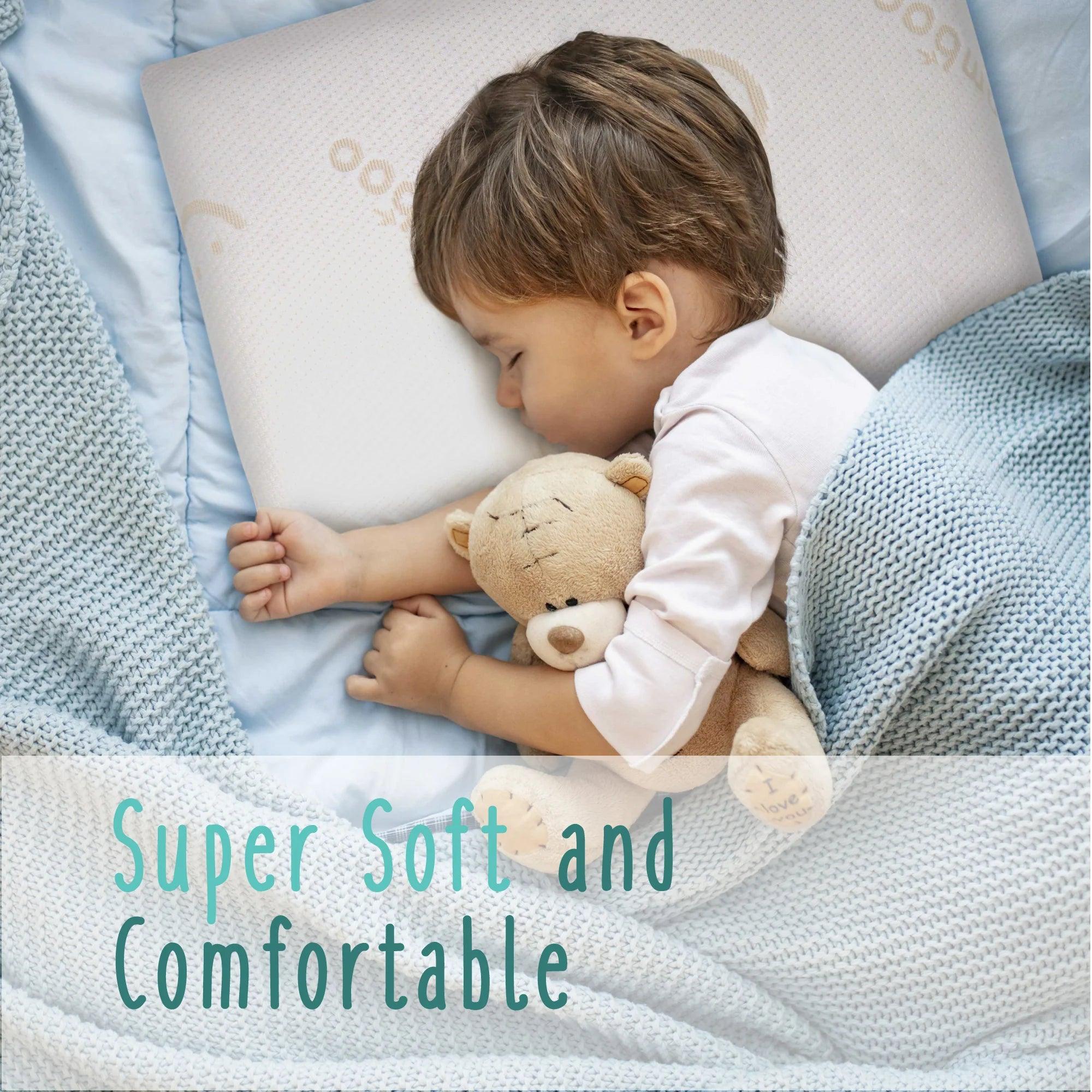 Baby Works Big Kid Toddler Pillow with Bamboo Pillow Case - Soft Support for Growing Kids | Perfect for Naptime, Travel & Bedtime Comfort