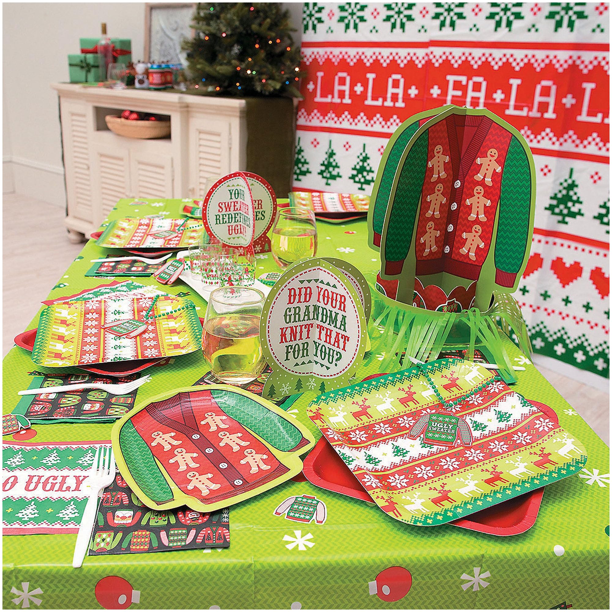Ugly Christmas Sweater Party Supplies - 16 Dessert Plates & Beverage Napkins Set for Tacky Holiday Parties | Perfect for Christmas Office Parties, Family Gatherings & Festive Celebrations