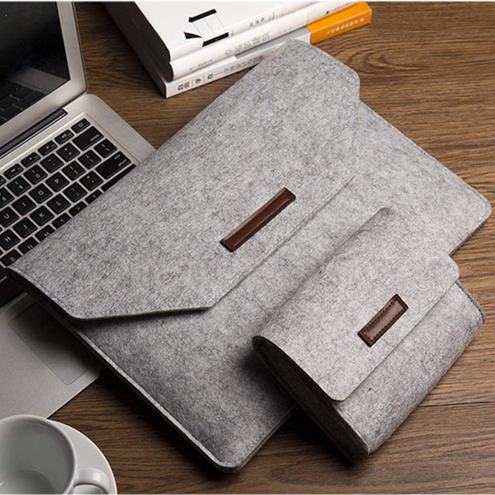 DUXAA Ultra Slim Felt Laptop Sleeve Case for 11-14 Inch MacBook Air Pro, Tablet Protective Bag - Light Gray Business Carrying Case for Work, School & Travel Accessories