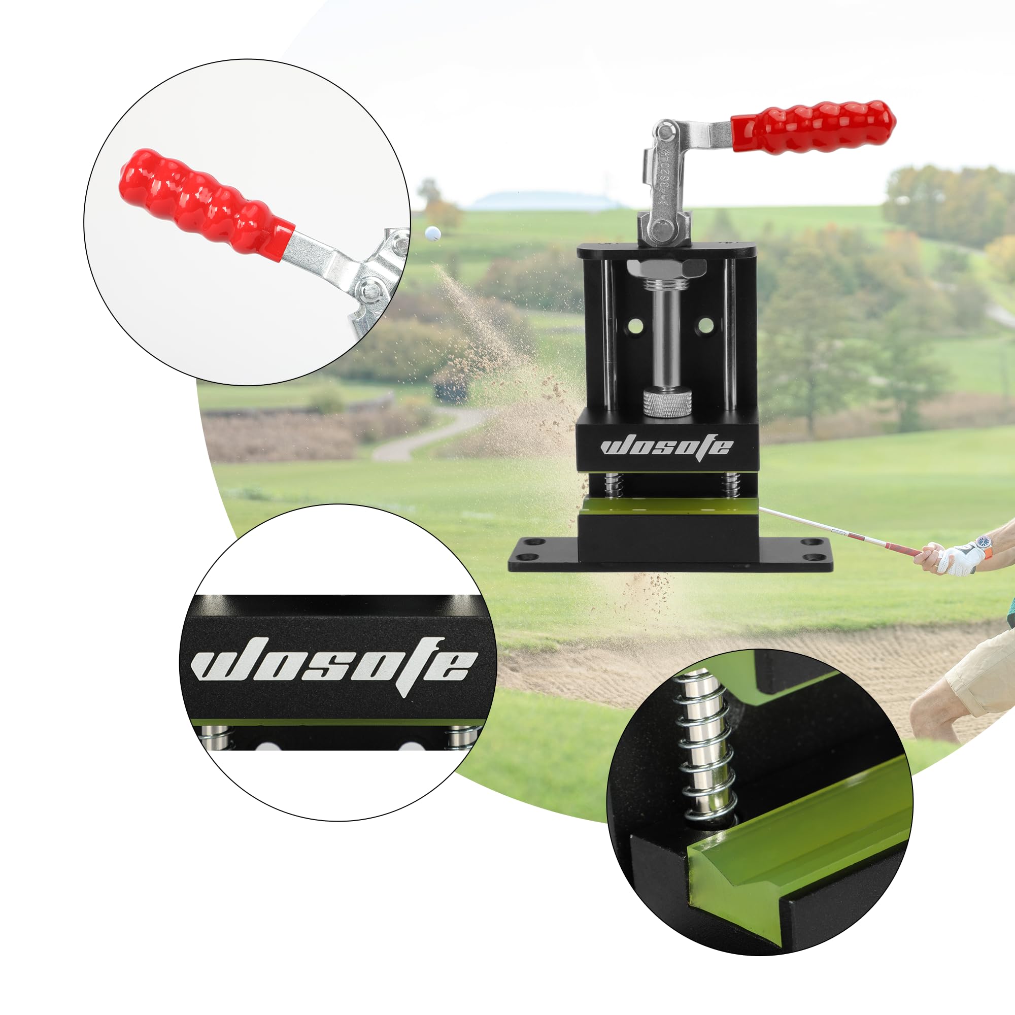 Wosofe Golf Club Regrip Vise Tool - Rubber Grip Vise Clamp & Golf Club Gripping Station for Golf Workshop Supplies | Includes Regripping Kit with 17 Ferrules for Irons, Hook Knife & Grip Tape | Perfect for Golf Club Maintenance & DIY Repairs