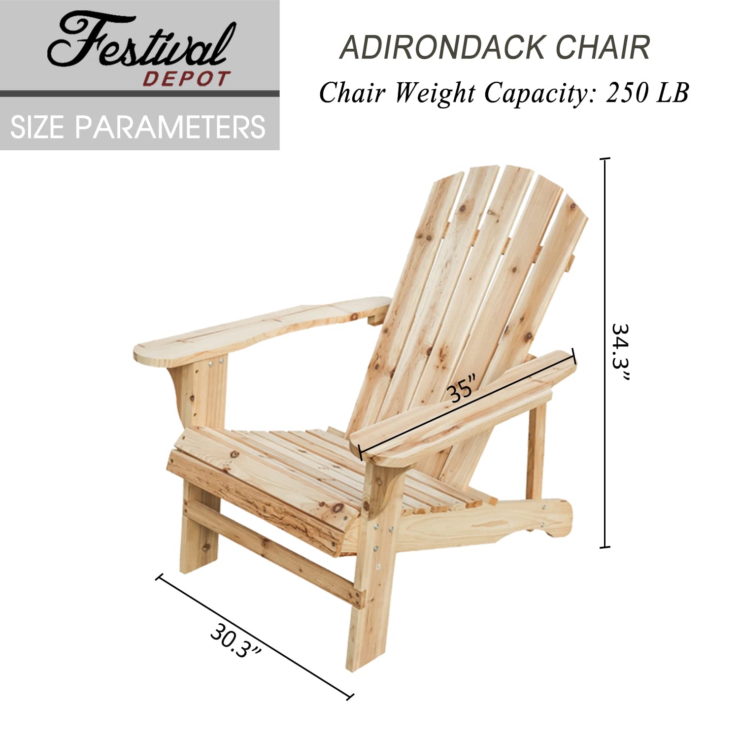 Premium 3-Piece Adirondack Chair Set - Solid Wood Patio Furniture for Deck, Porch, Garden & Backyard | Outdoor Relaxation & Entertaining