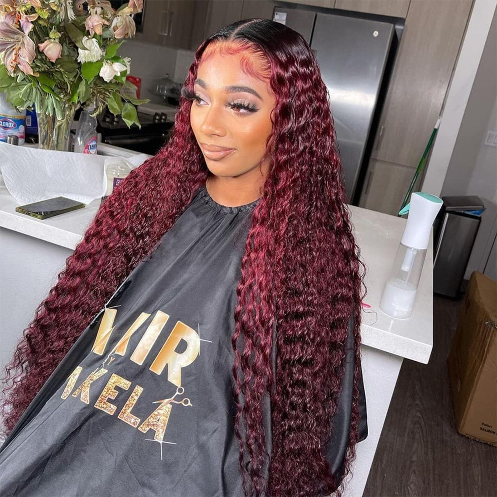 5x5 Ombre Burgundy 99J Deep Wave Lace Front Human Hair Wig - 200% Density HD Lace for Natural Look | Perfect for Cosplay, Daily Wear & Special Occasions