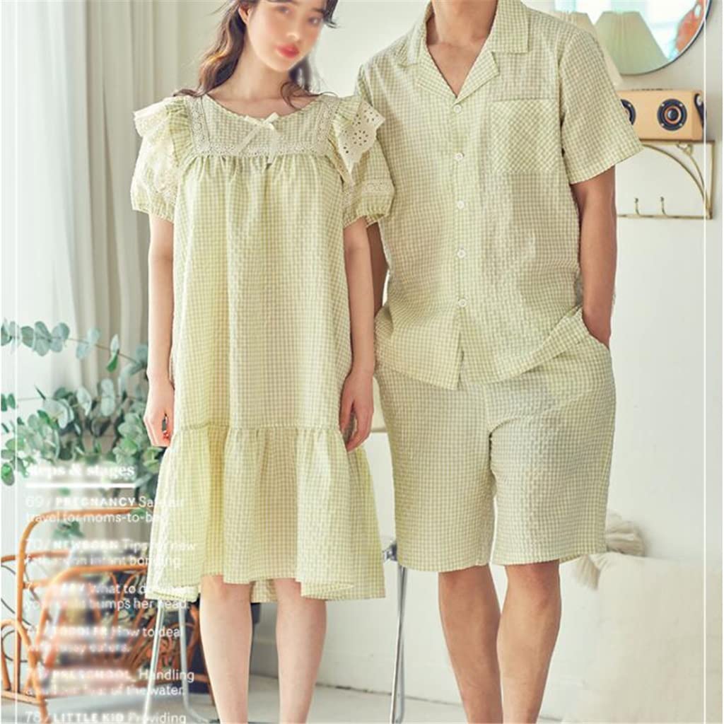 EYHLKM Women's Nightdress & Men's Sleepwear - Soft Short Sleeve Loose Fit Pajama Dress for Home & Lounge (Green, XXL) | Comfortable Sleepwear for Nighttime Relaxation & Casual Wear