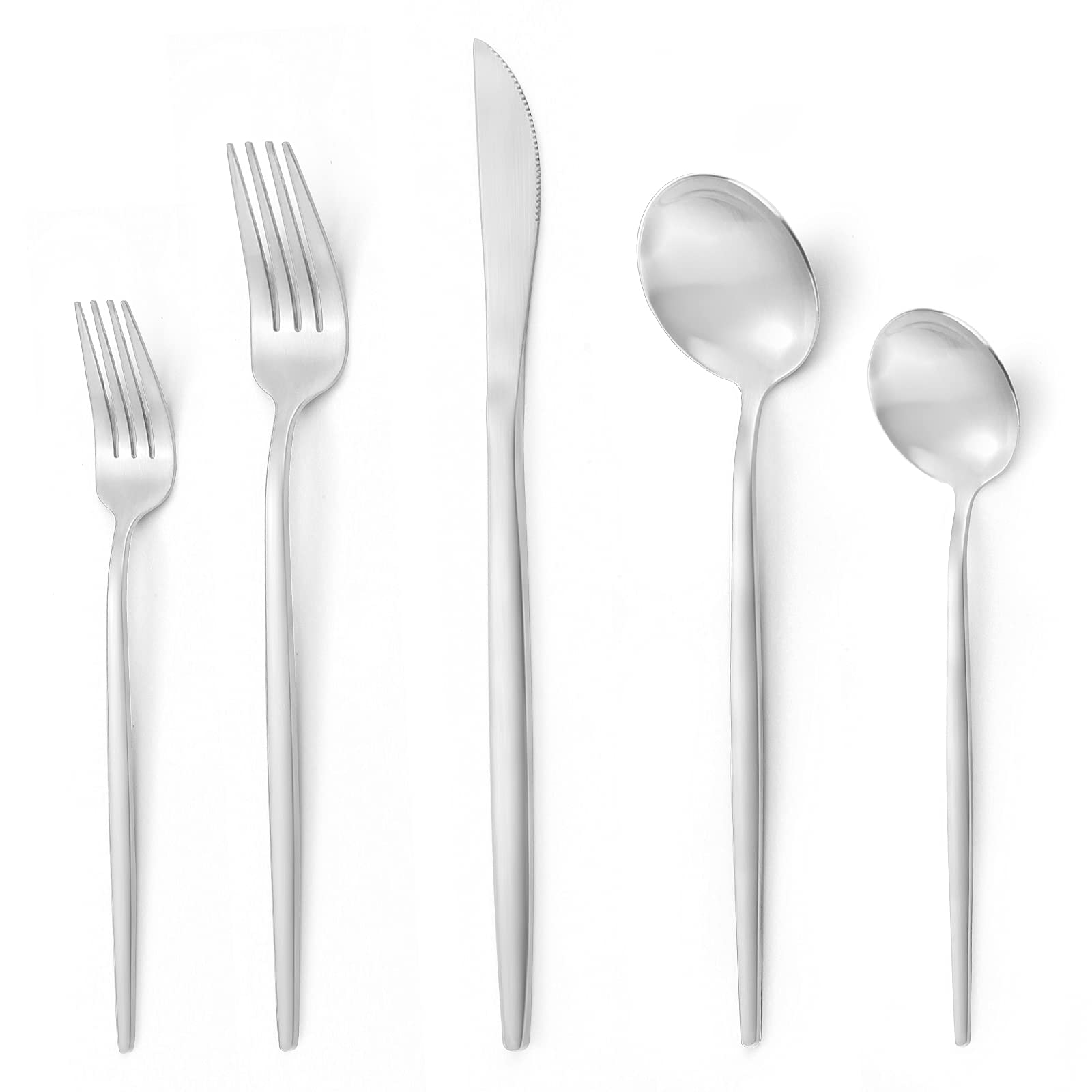 Premium 20-Piece Matte Stainless Steel Flatware Set - Service for 4 (Knives, Forks & Spoons) - Dishwasher Safe Silverware Cutlery Set - Elegant Dining Utensils for Everyday Meals, Dinner Parties & Restaurant-Style Table Setting