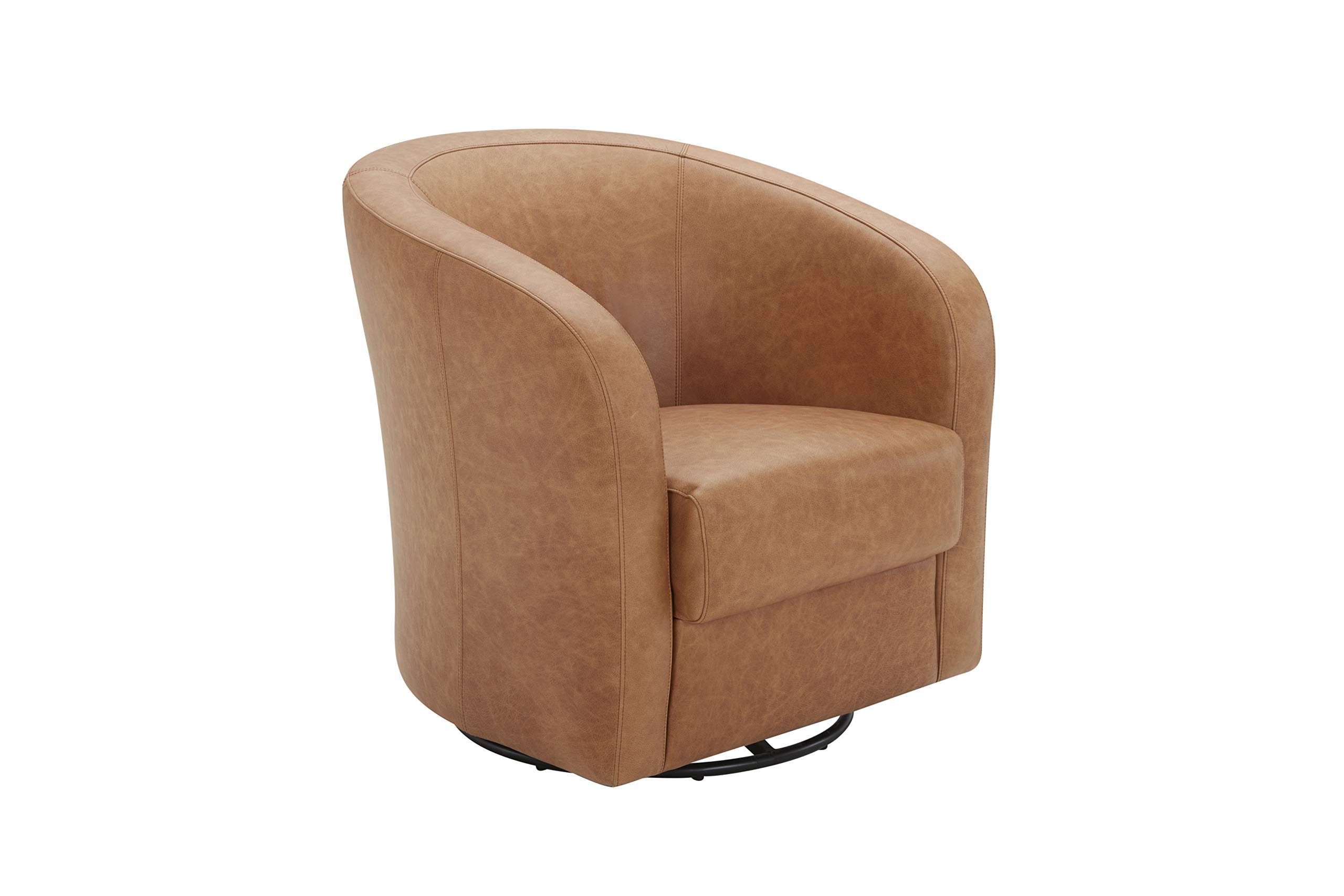 Rivet Rione Modern Leather Swivel Chair with Rounded Back - 30.3