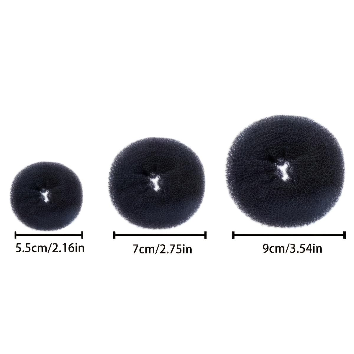 Black Hair Donut Bun Maker Set - 3 Pcs Hair Styling Donuts & 2 Pcs Volume Boosting Sponge Clips for Perfect Buns & Updos | Easy-to-Use Hair Accessories for Women | Great for Parties, Weddings & Everyday Styling