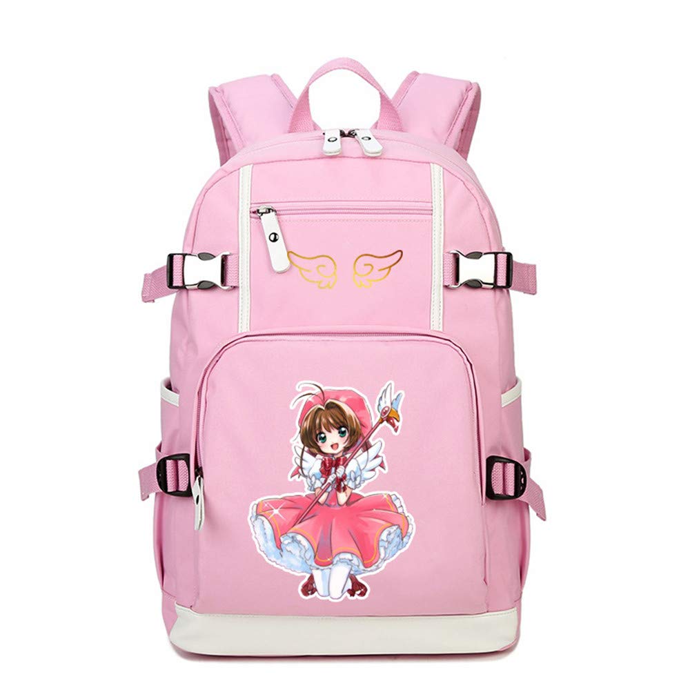**Anime Card Captor Sakura Pink Cute Backpack - Kawaii Canvas Shoulder Bag for Women, Girls, School, College, Travel & Cosplay**