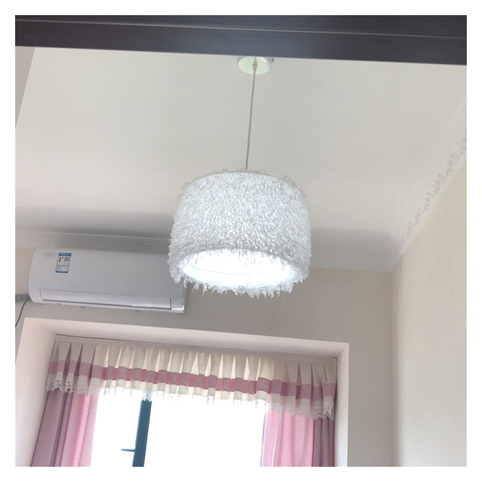 Modern Feather Chandelier Pendant Light - Warm White/White Ceiling Lamp for Bedroom, Living Room, Hotel Decor - Pink Hanging Light Fixture for Romantic Ambiance & Stylish Interior Design