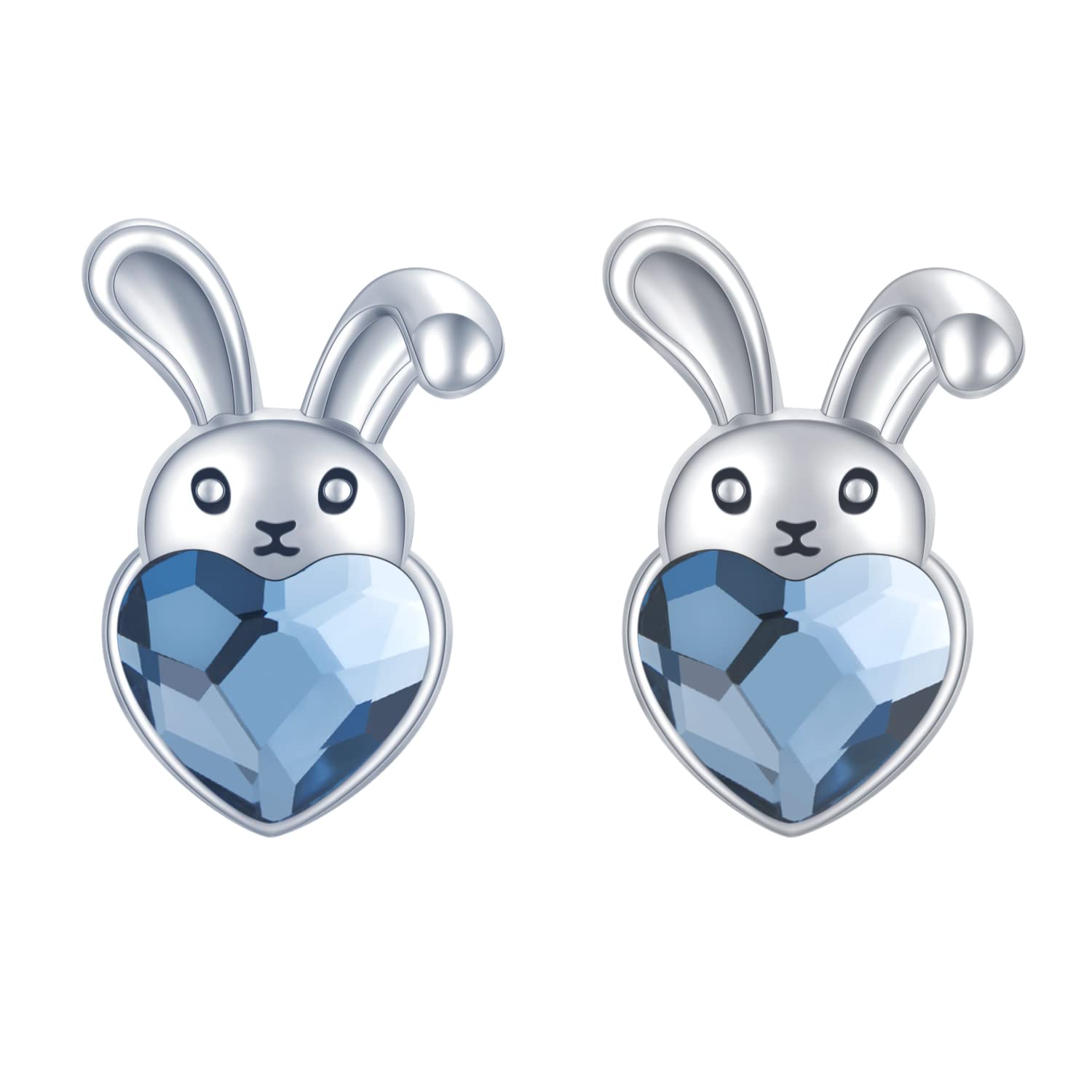 Hypoallergenic Sterling Silver Crystal Animal Stud Earrings for Sensitive Ears | Cute Bunny, Cat & Dog Stud Earrings | Perfect Birthday Gifts for Women & Girls | Everyday Wear, Party & Special Occasions