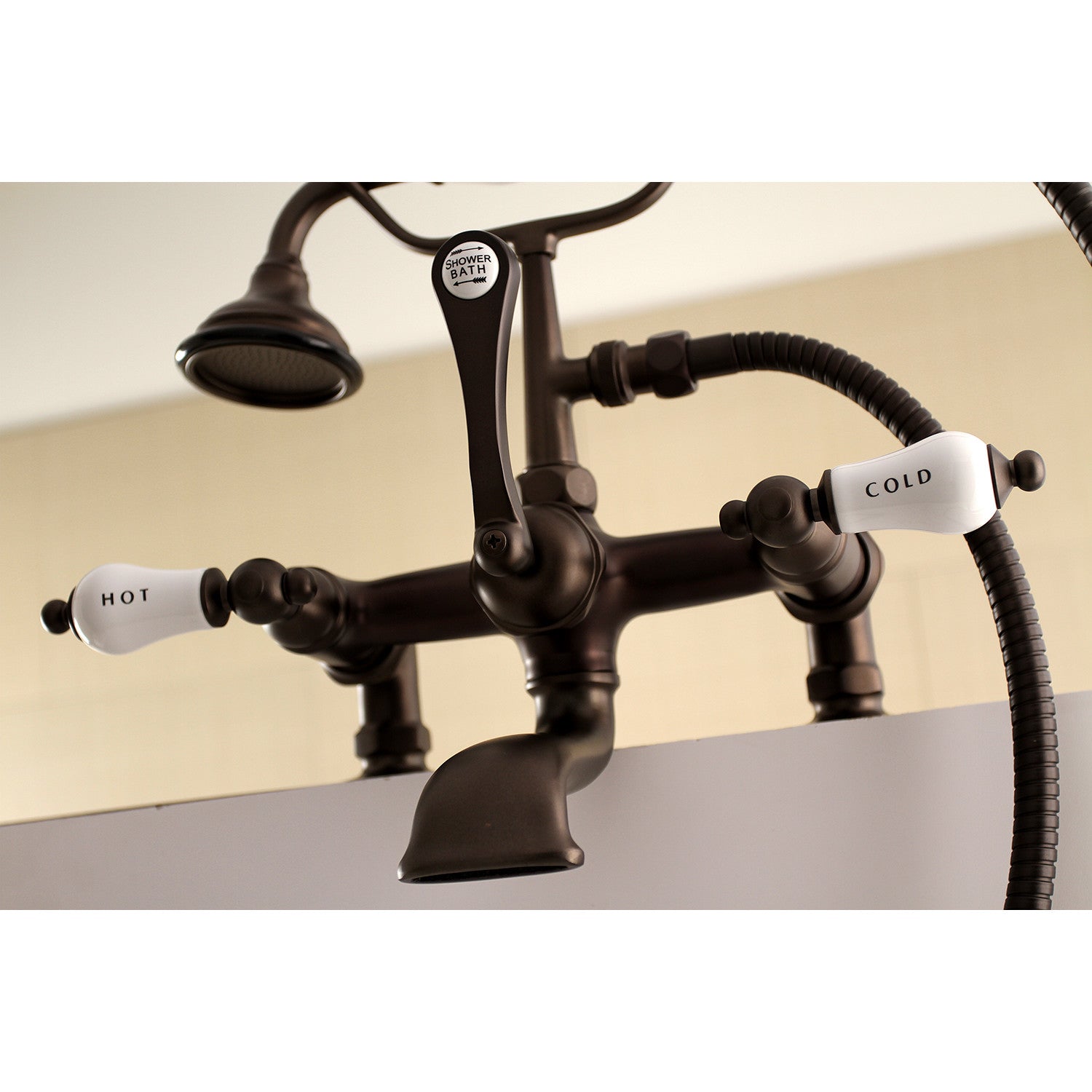 Vintage Clawfoot Tub Faucet with Hand Shower - Oil Rubbed Bronze 3-Handle 2-Hole Deck Mount Bathroom Fixture for Antique & Modern Bathrooms